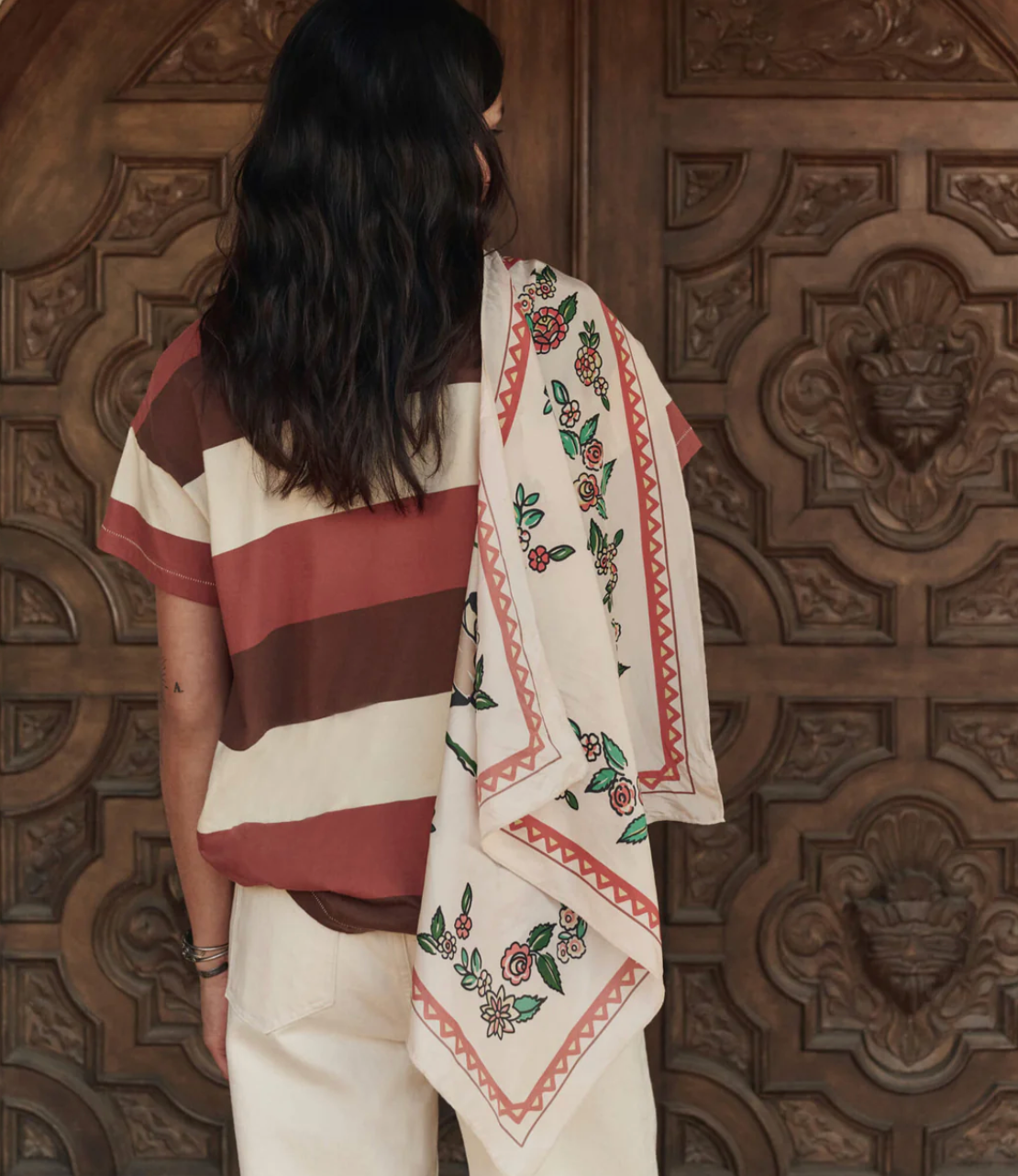The Great. The Derby Silk Bandana in Cream