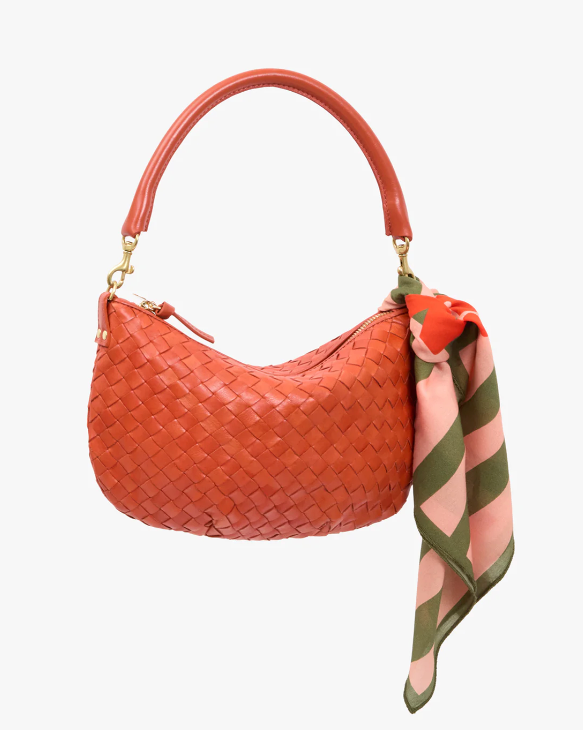 Clare V. Bandana in Stripe Voulez-Vous in Army/ Coral