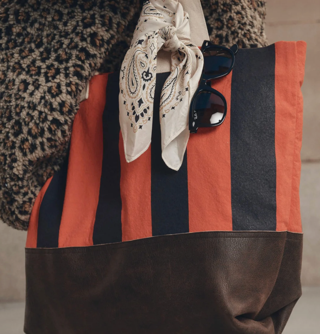 The Great. The Stripe Tote in Hot Red Prep Stripe