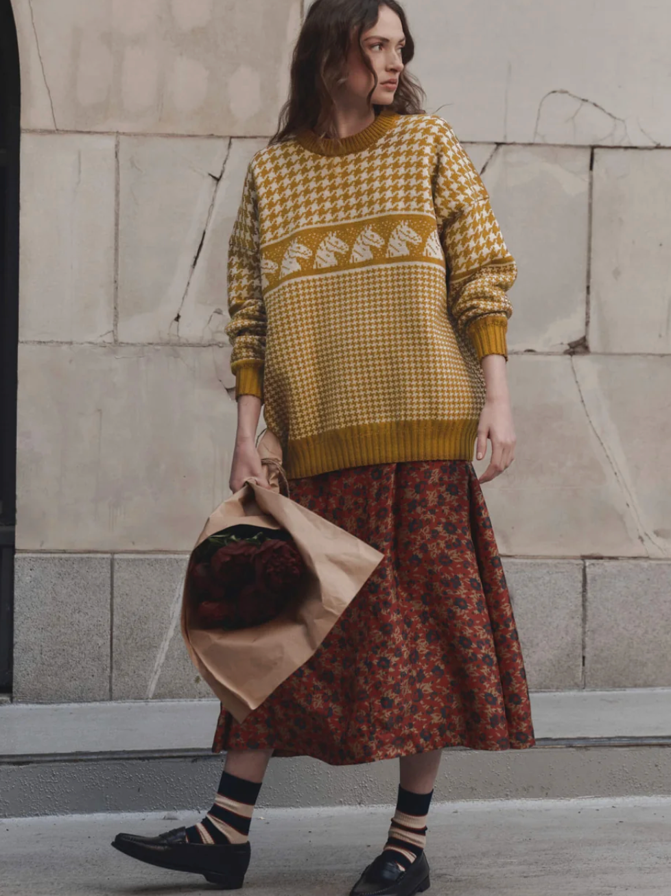 The Great. The Pony Pullover in Antique Gold