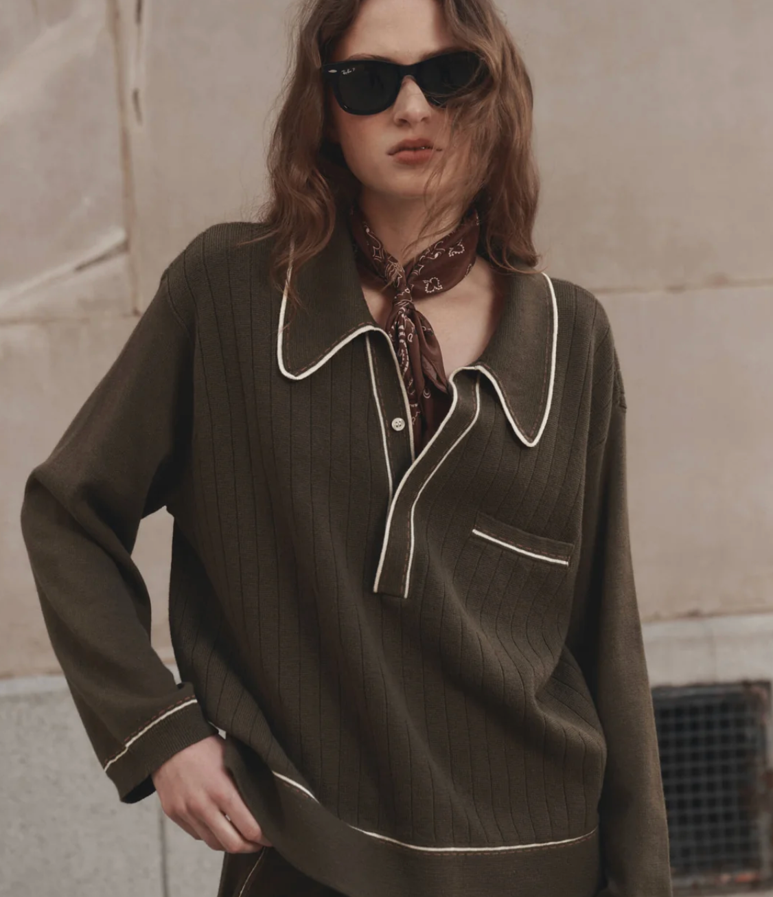The Great. The Menswear Tipping Polo in Olive