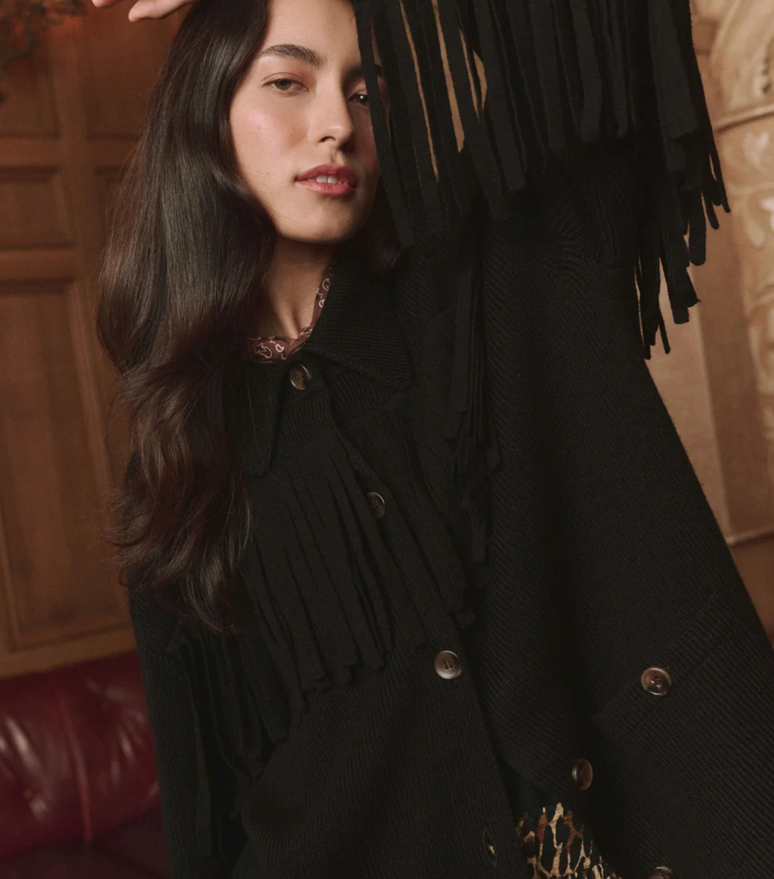 The Great. The Western Fringe Sweater Jacket