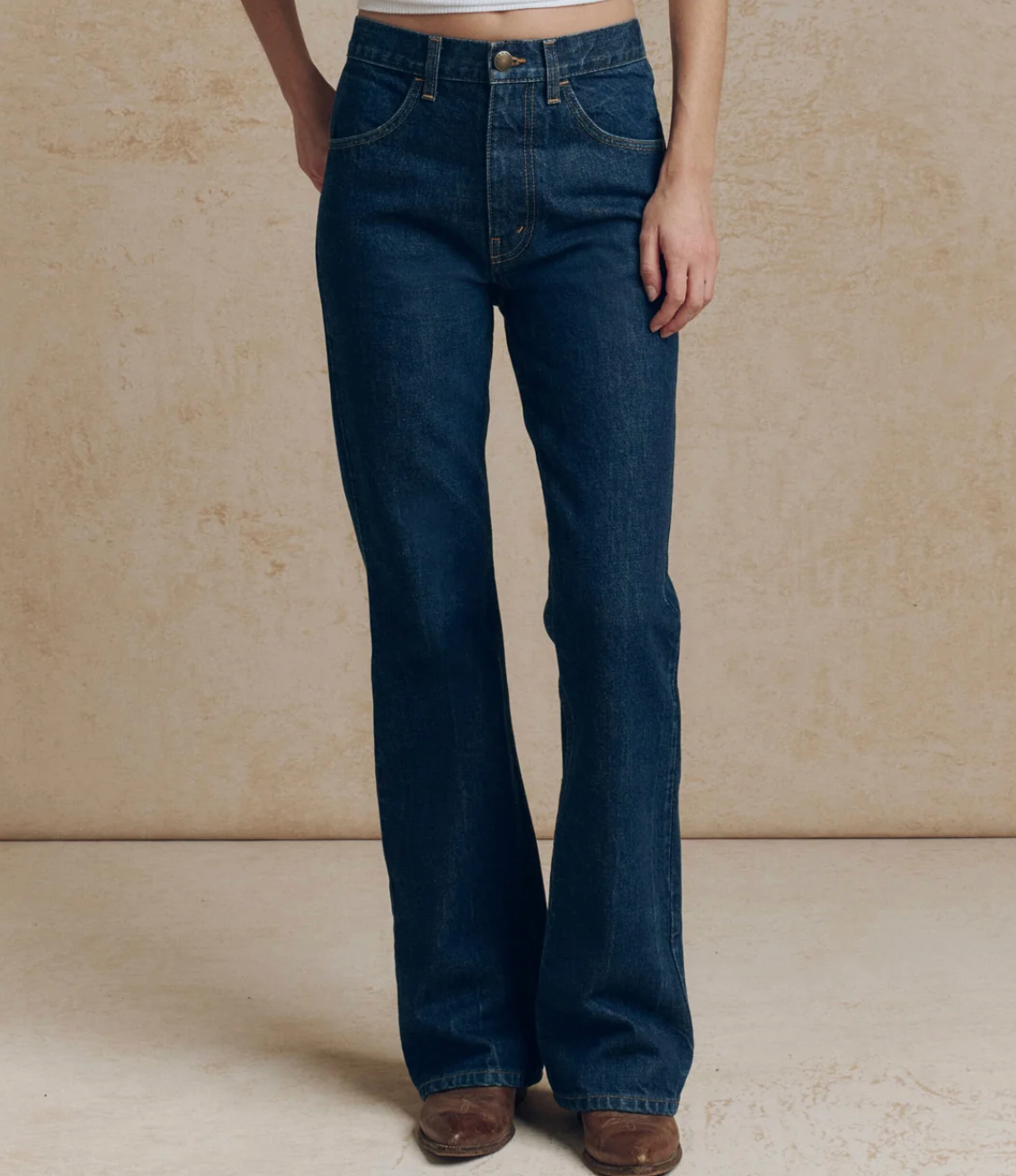 The Great. The Smith High- Rise Slim Bell Jean in Blue Rinse