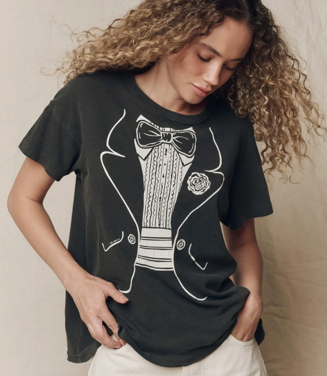 The Great. The Boxy Crew with Tuxedo Graphic