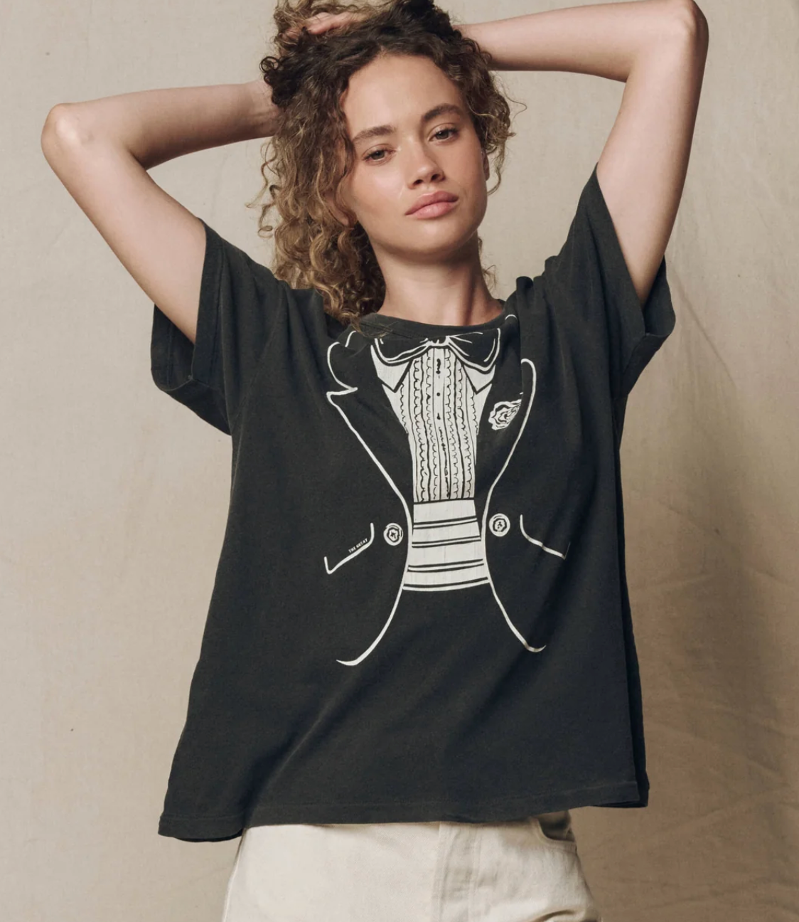 The Great. The Boxy Crew with Tuxedo Graphic