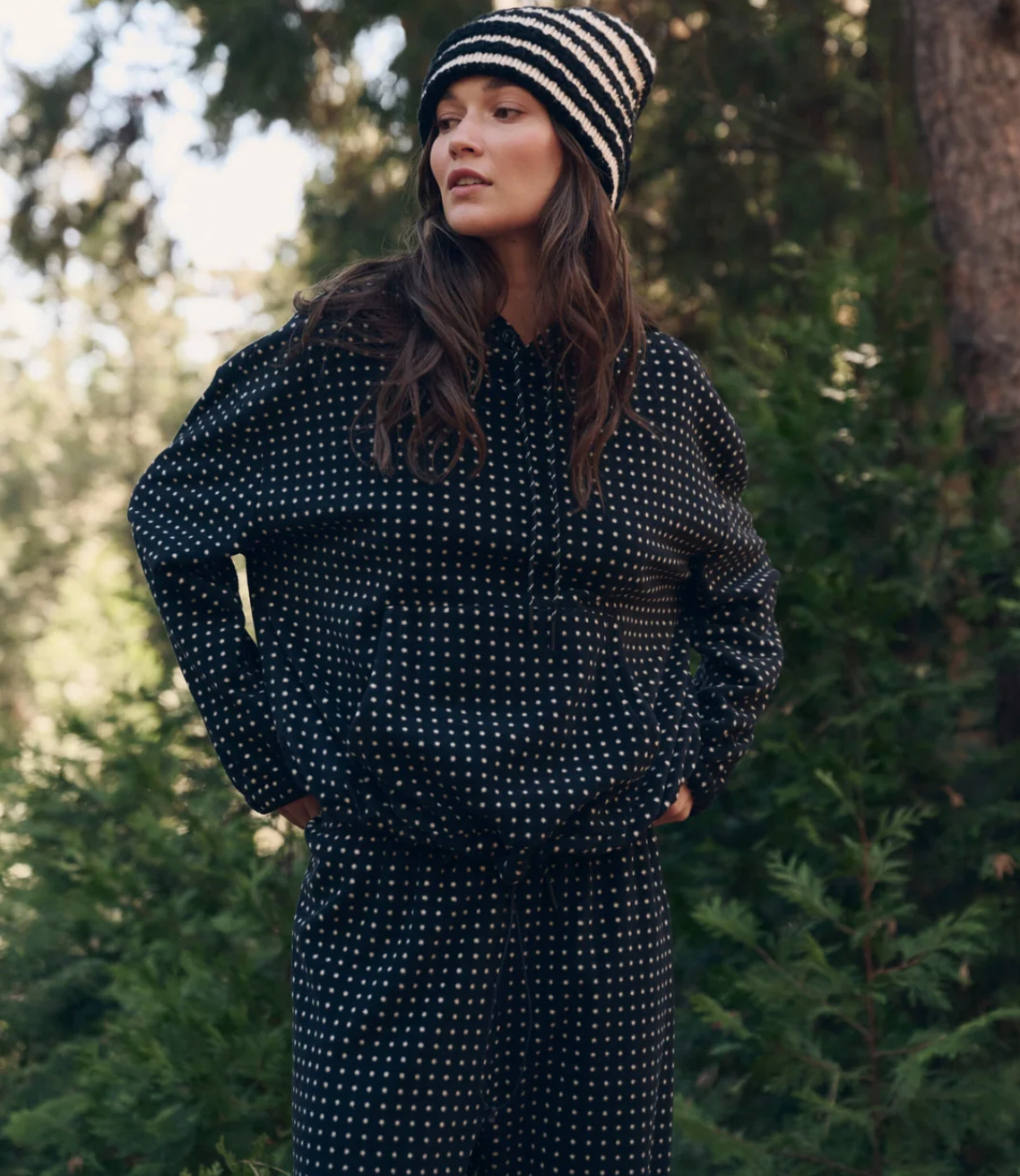 The Great. The Campfire Hoodie in Black Dot
