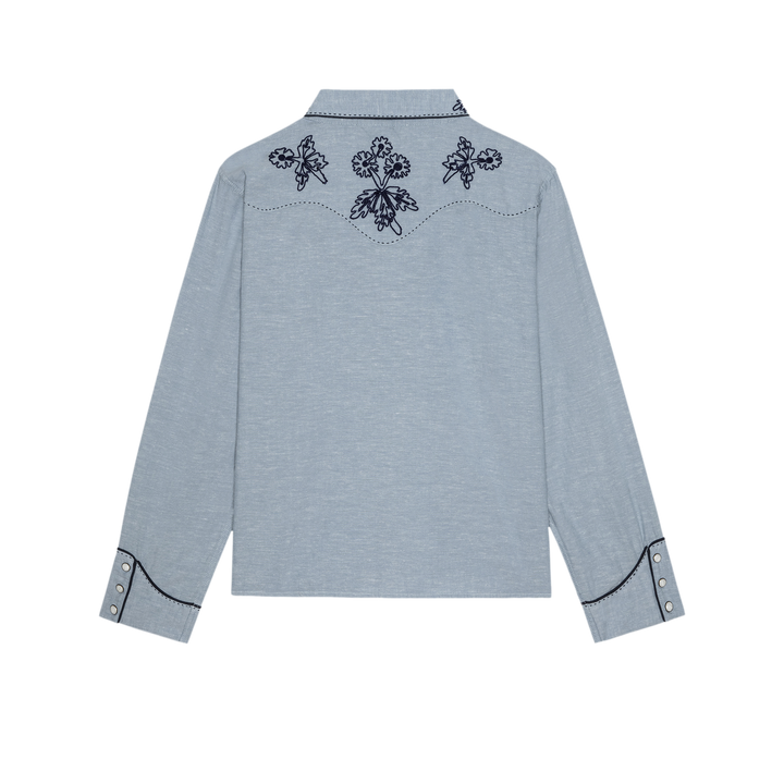 THE CHAMBRAY EMBROIDERED WESTERN SHIRT