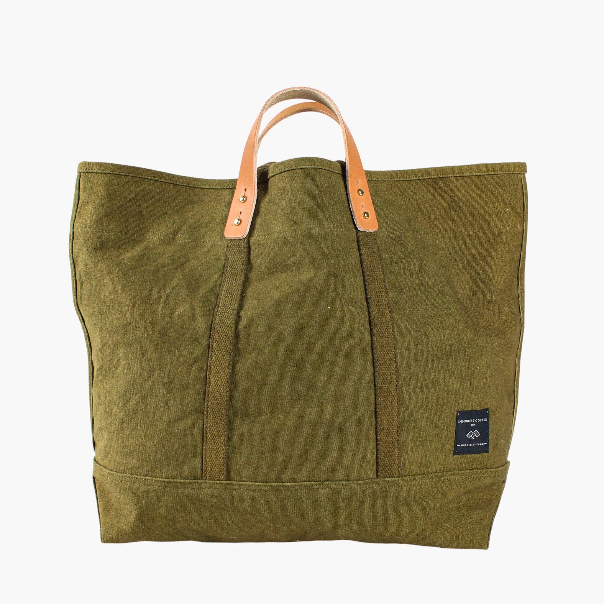 IMMODEST COTTON- Large East West Tote | Olive