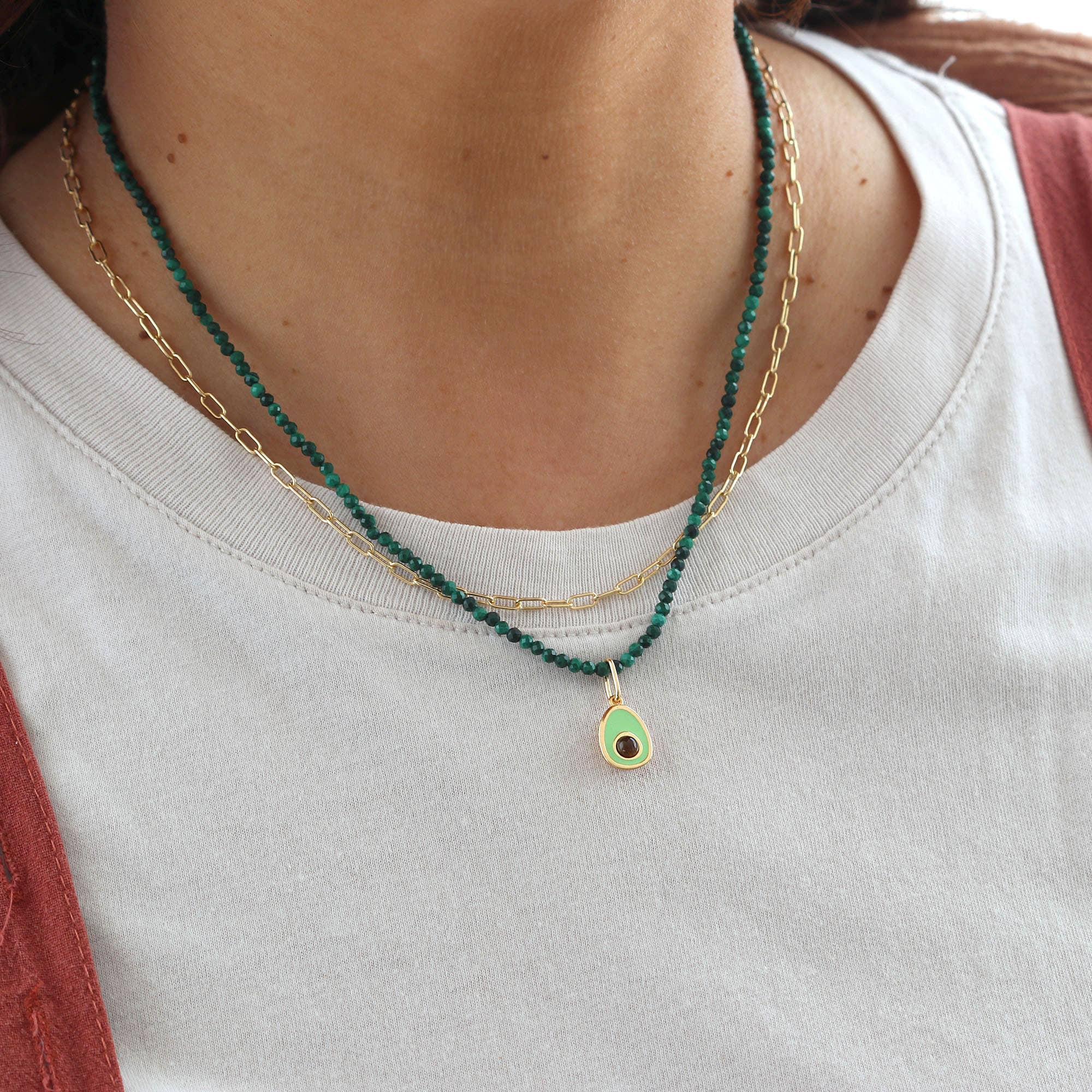Petite Gemstone Beaded Necklace Red Carnelian Green Malachite Blue Lapis Black Onyx Ships from CA