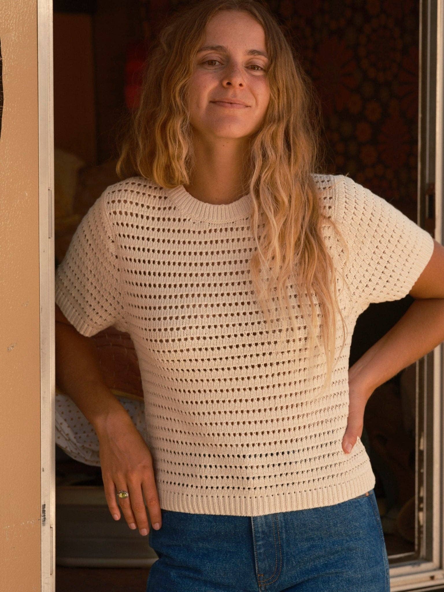 Mollusk- Open Knit Tee in Natural