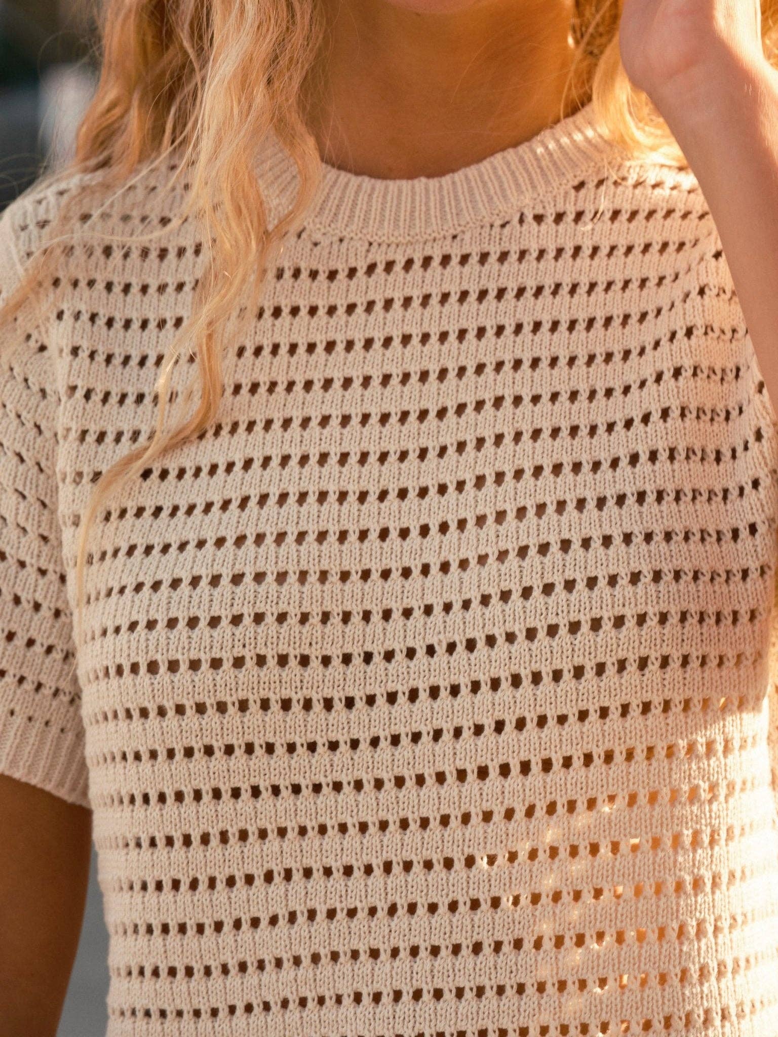 Mollusk- Open Knit Tee in Natural