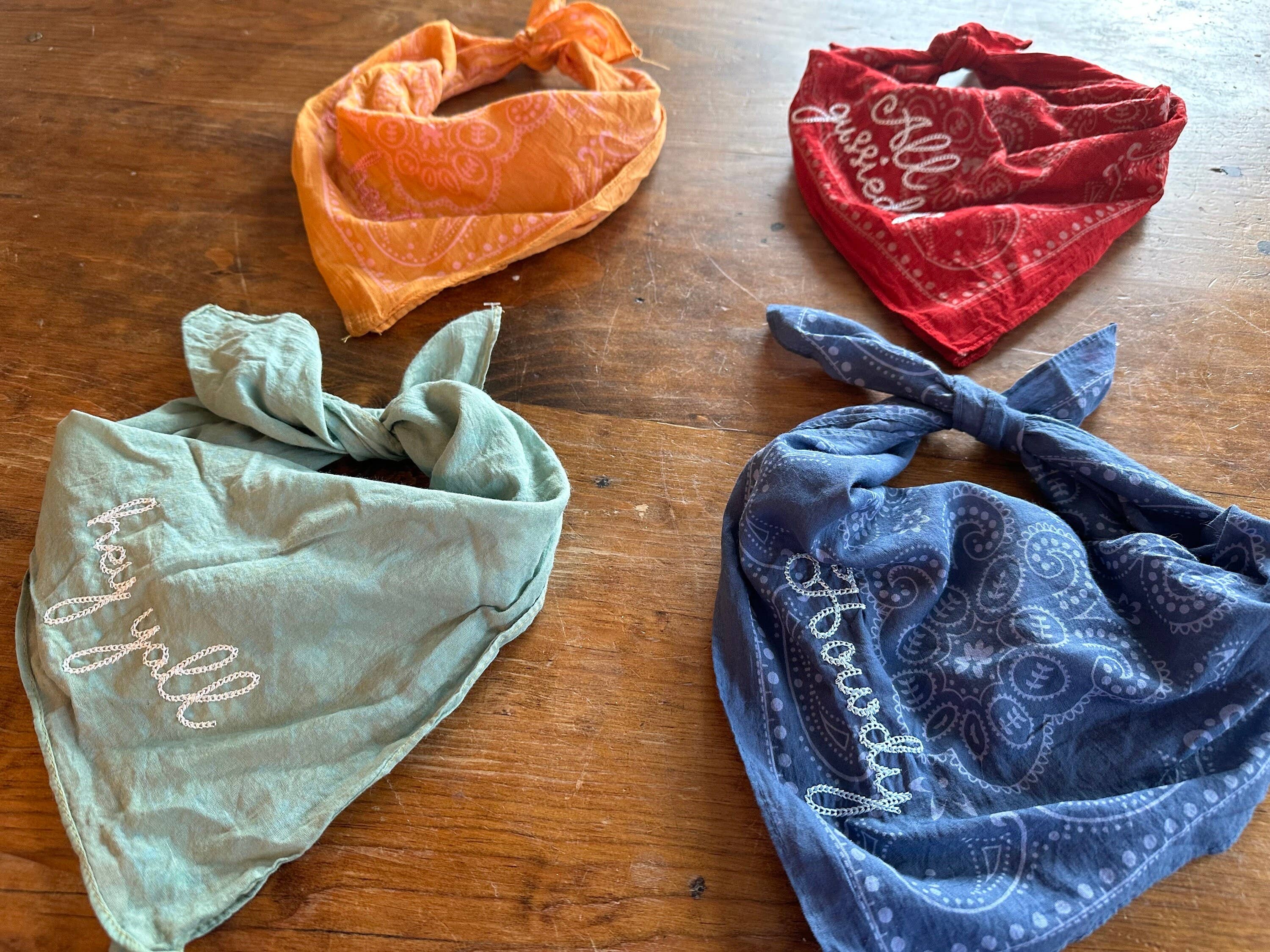 Embroidered Bandana With Chainstitch Text | Howdy