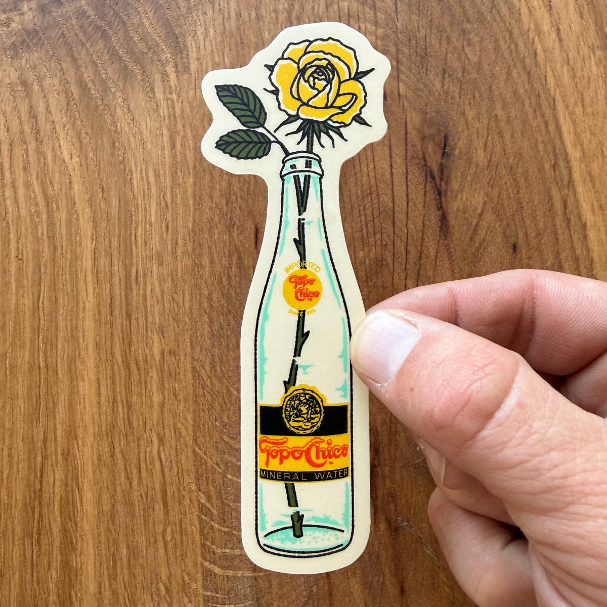 Yellow Rose Bottle 4 Inch Matte Vinyl Sticker
