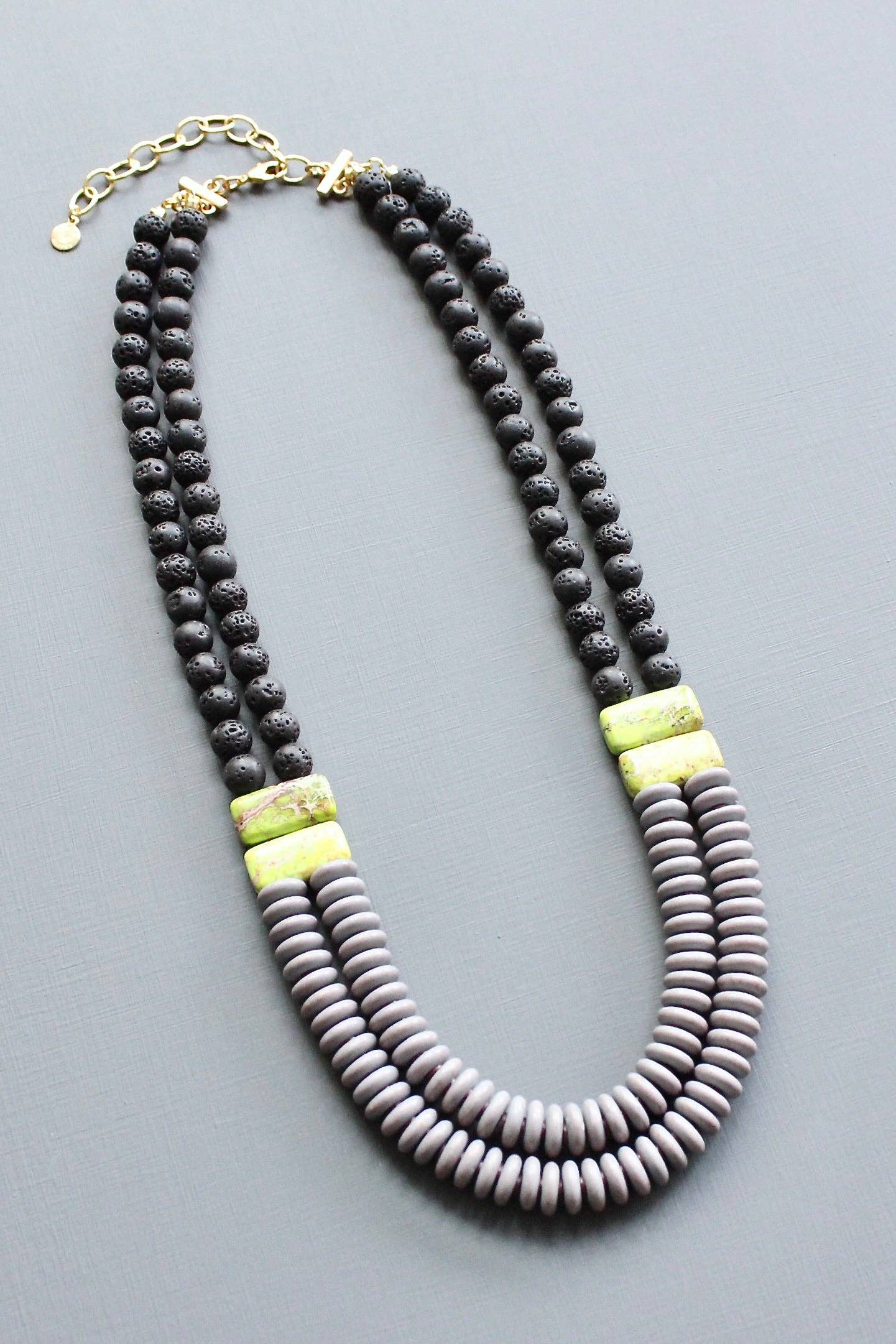 Double Strand Lavender and Black Necklace