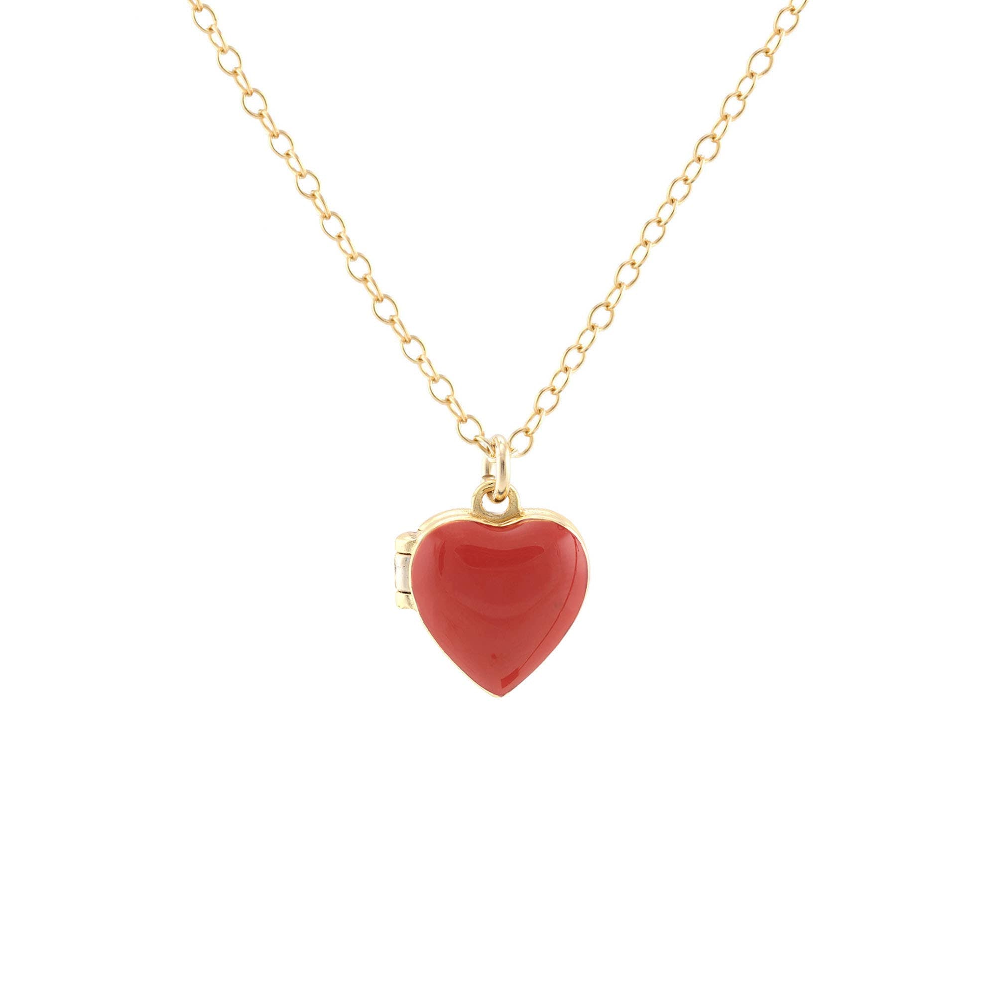 Enamel Heart Locket 18K Gold Vermeil | Sterling Silver Charm Gold Filled | Sterling Silver Chain Multiple Colors 16-18 Inches Nickel Free Ships from CA Holds a Small Photo