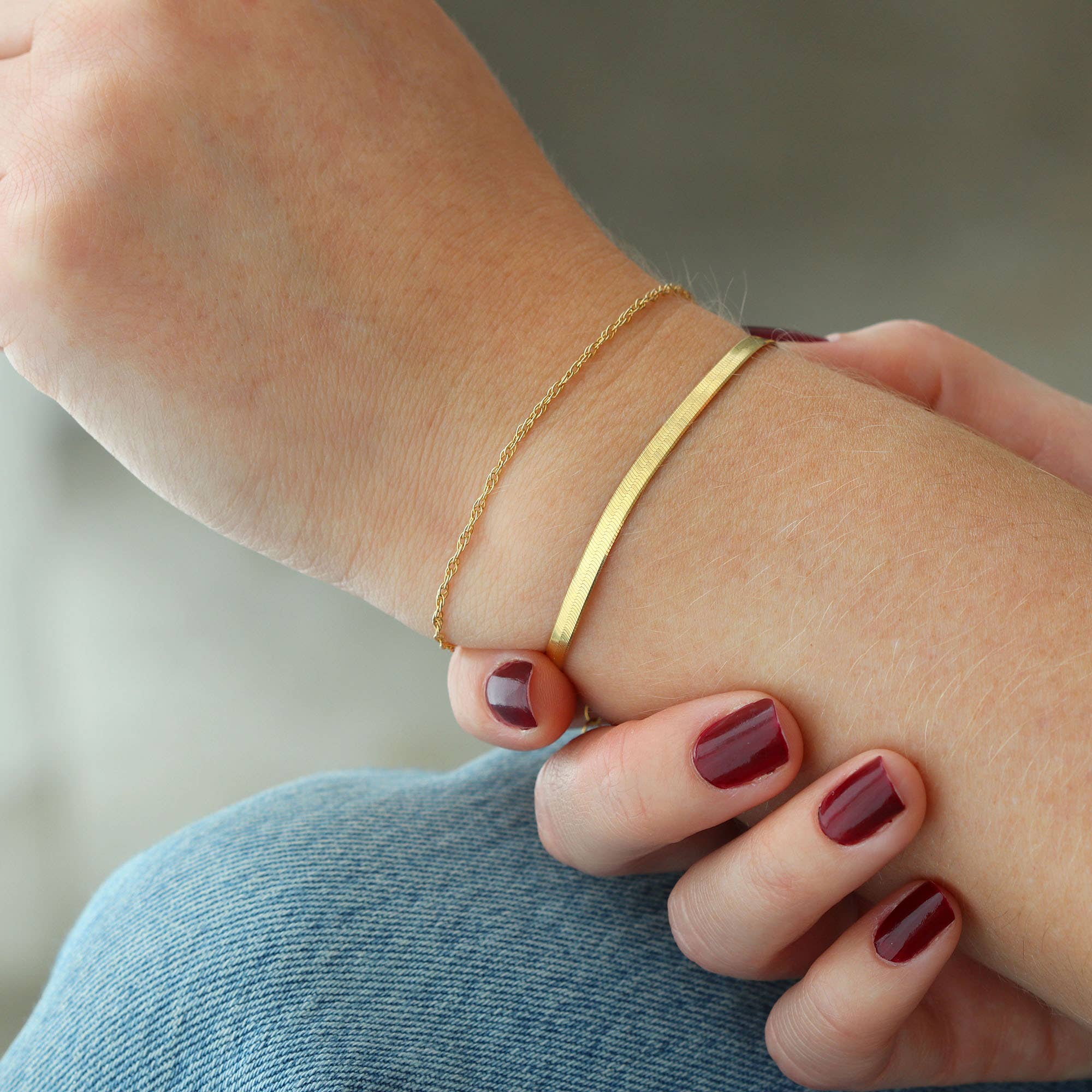 Herringbone Chain Bracelet 18K Gold Vermeil | Sterling Silver 6-7.5 Inches Lobster Clasp Nickel Free Ships from CA