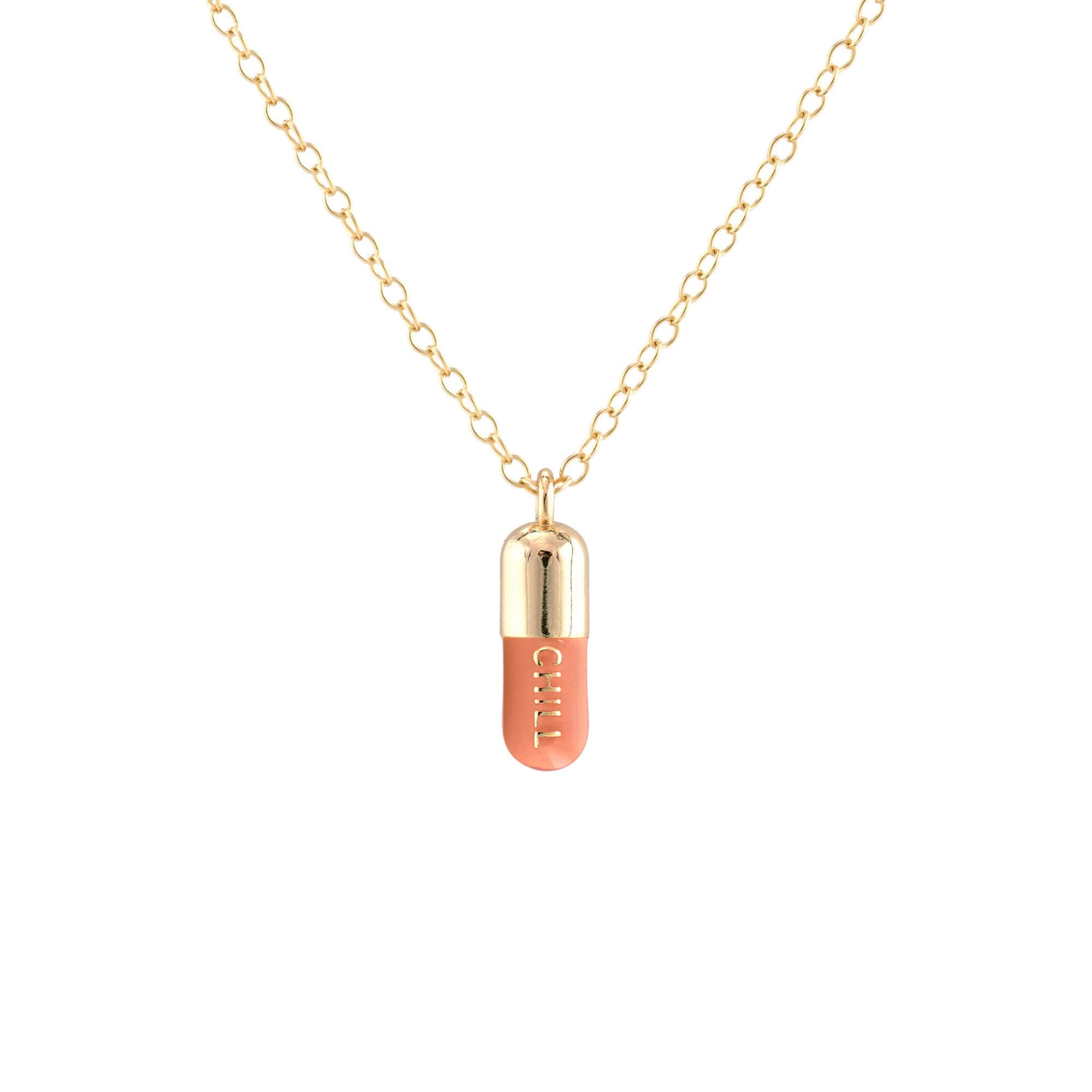 Chill Pill Enamel Necklace 18K Gold Vermeil | Sterling Silver Charm | Gold Filled | Sterling Silver Chain Multiple Colors 16-18 Inches Nickel Free Ships from CA