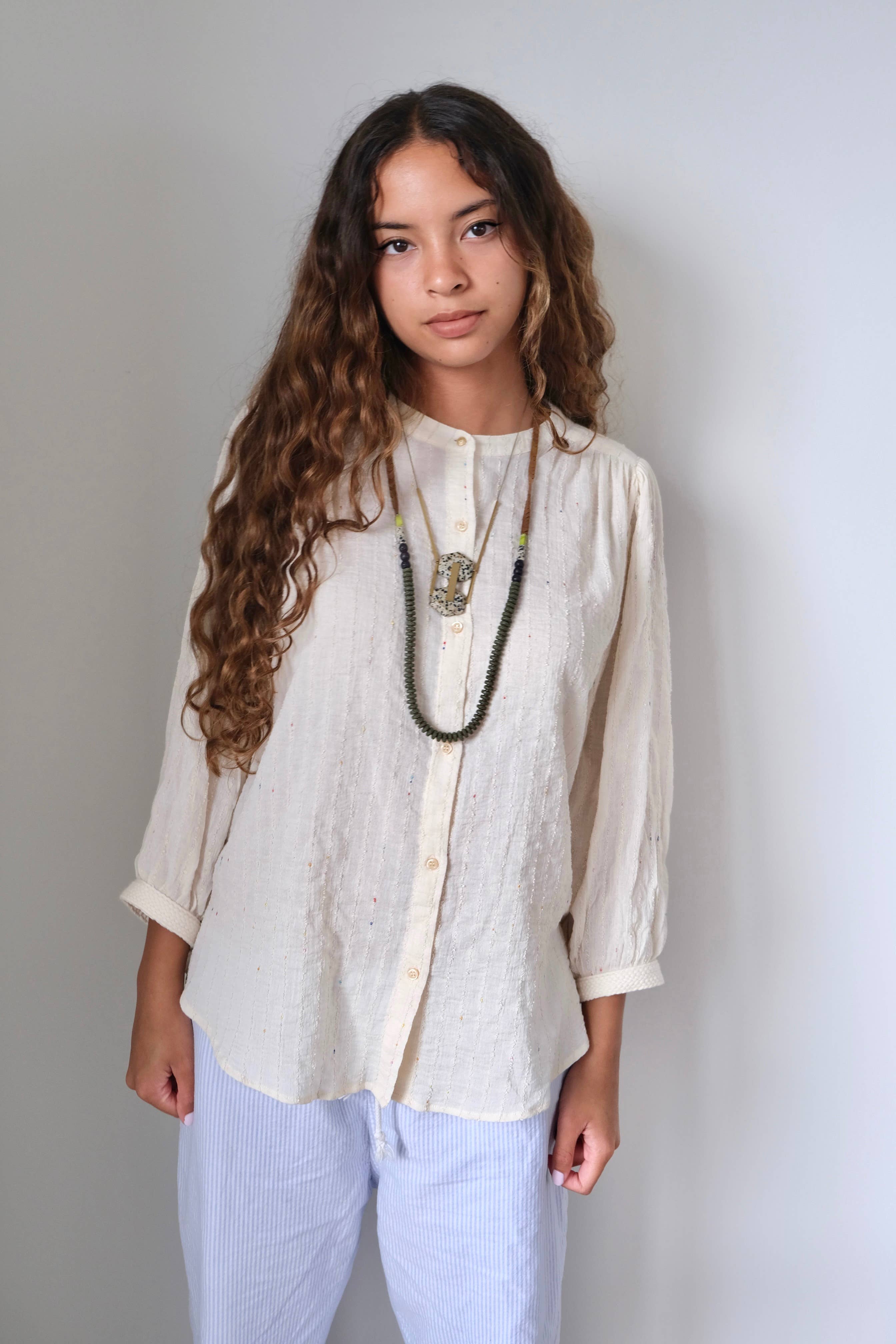Moss Lava Bead Long Necklace