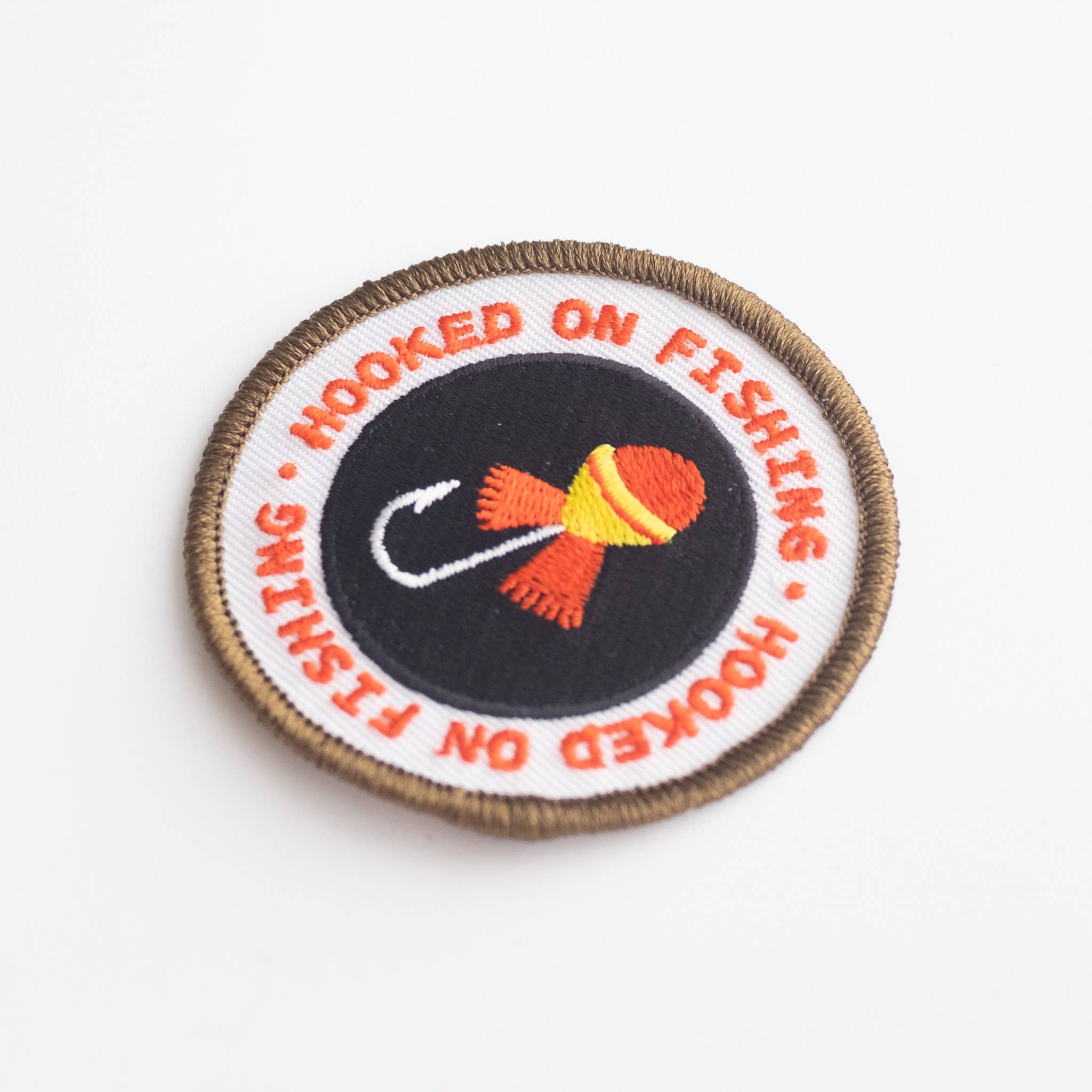 Hooked on Fishing Embroidered Iron on Patch