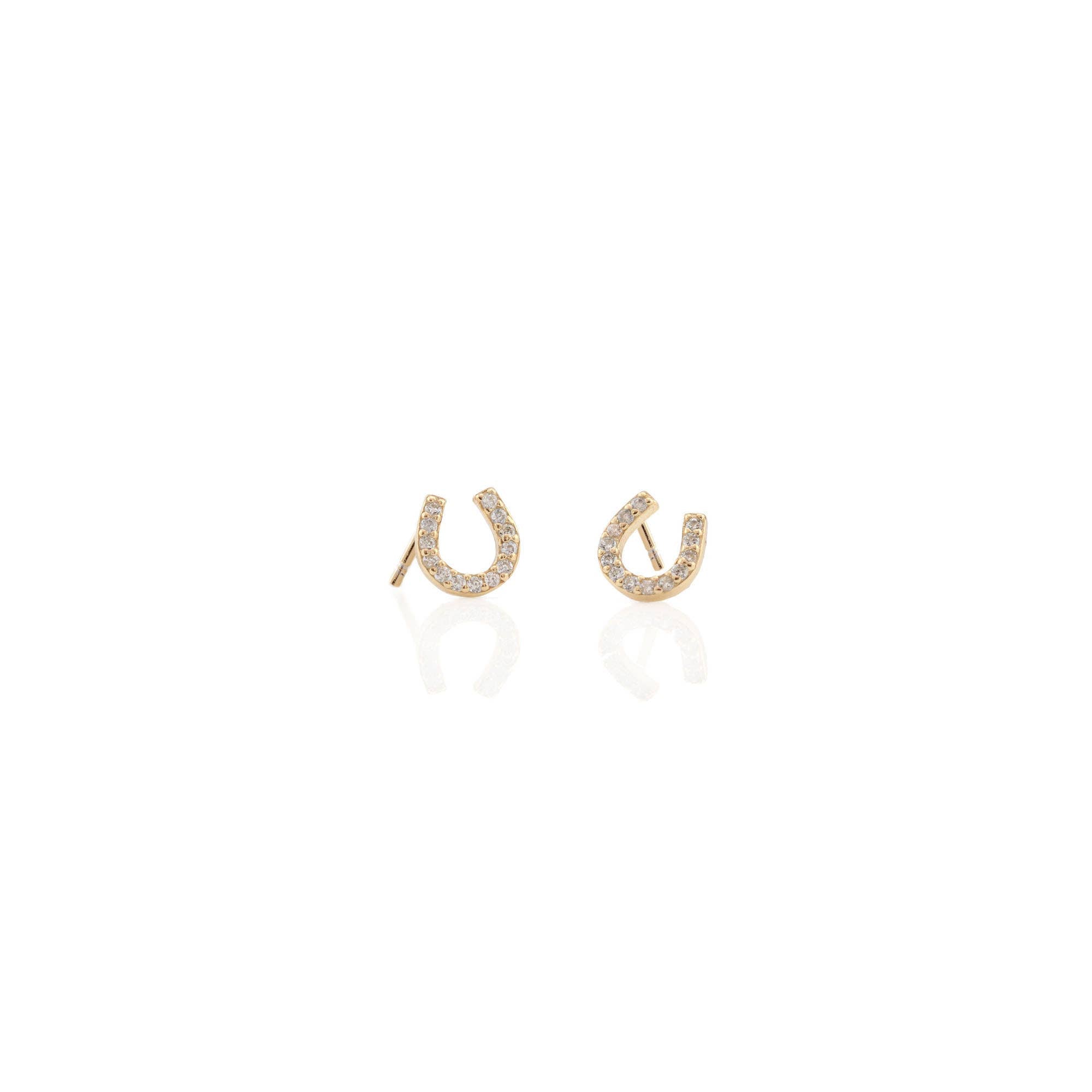 Horseshoe Crystal Stud Earrings 18K Gold Vermeil | Sterling Silver CZ Crystals Nickel Free Hypoallergenic Ships from CA