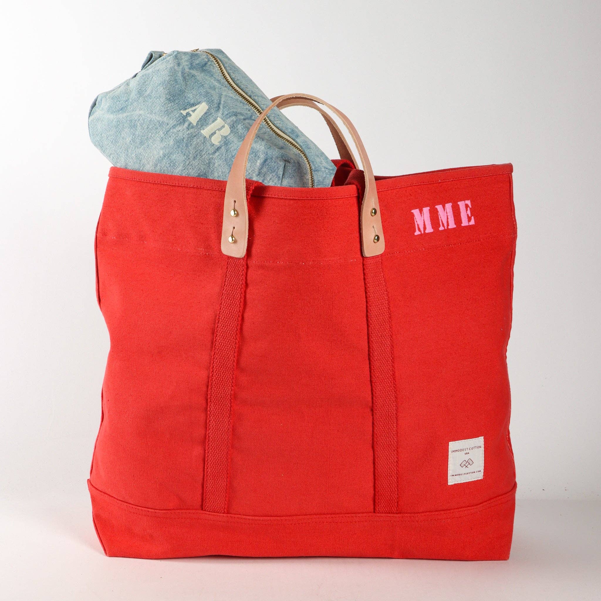 IMMODEST COTTON- Large East West Tote | Persimmon
