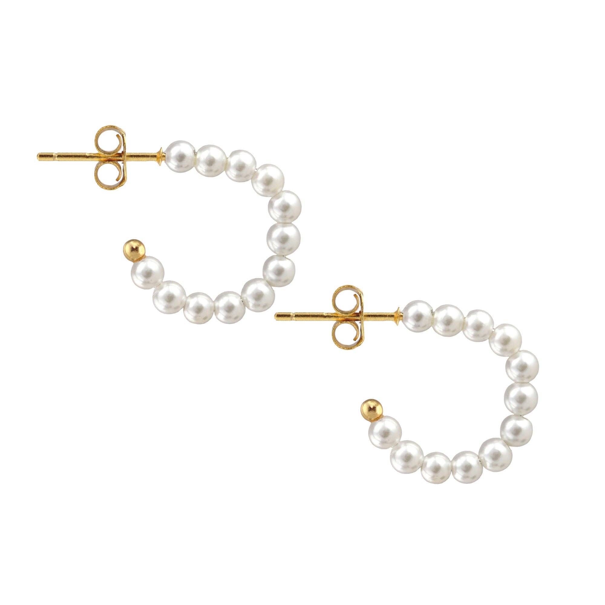 Freshwater Pearl Huggie Post Hoop Earrings Lightweight 2.5mm Pearls Post Closure Nickel Free Hypoallergenic Ships from CA