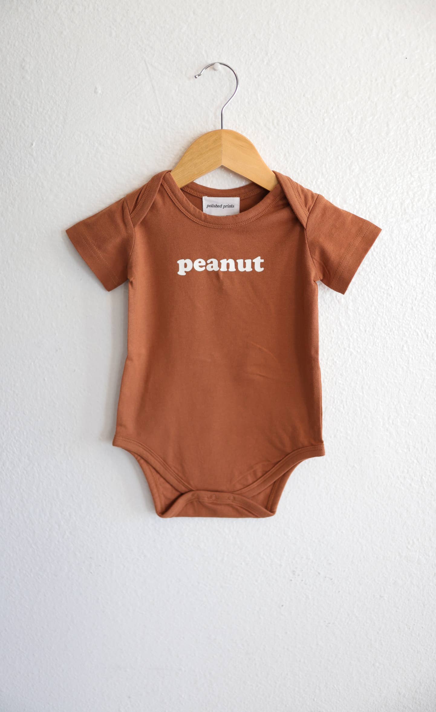 Peanut, Brown baby bodysuit, baby clothing, baby boy clothes