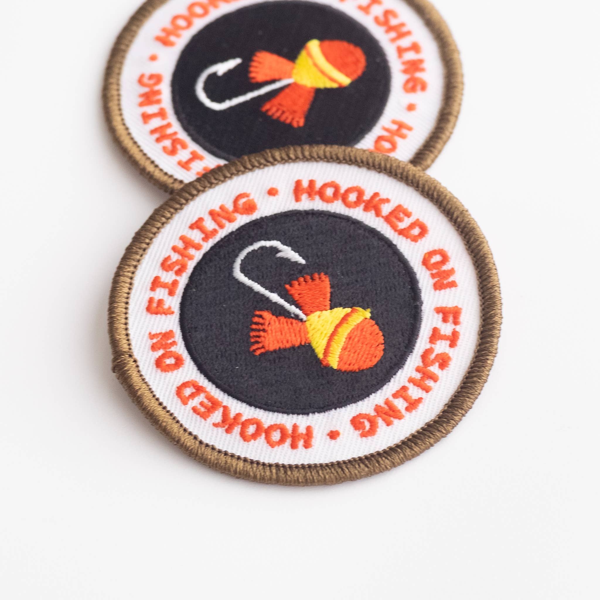 Hooked on Fishing Embroidered Iron on Patch