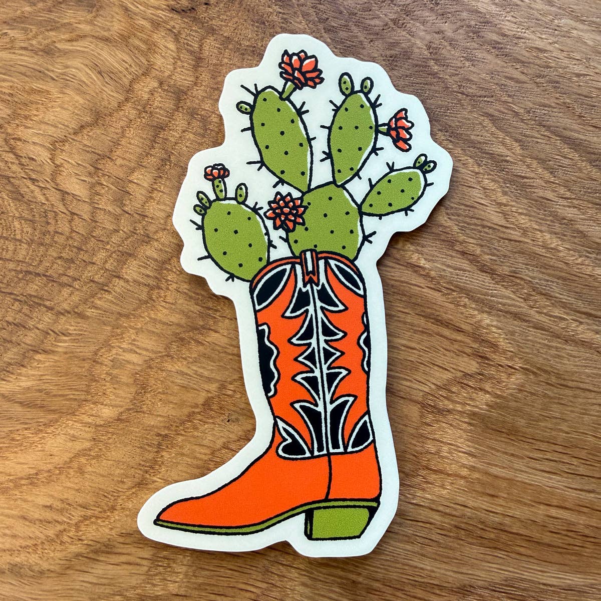 Cacti Flower Boot 4 Inch Matte Vinyl Sticker