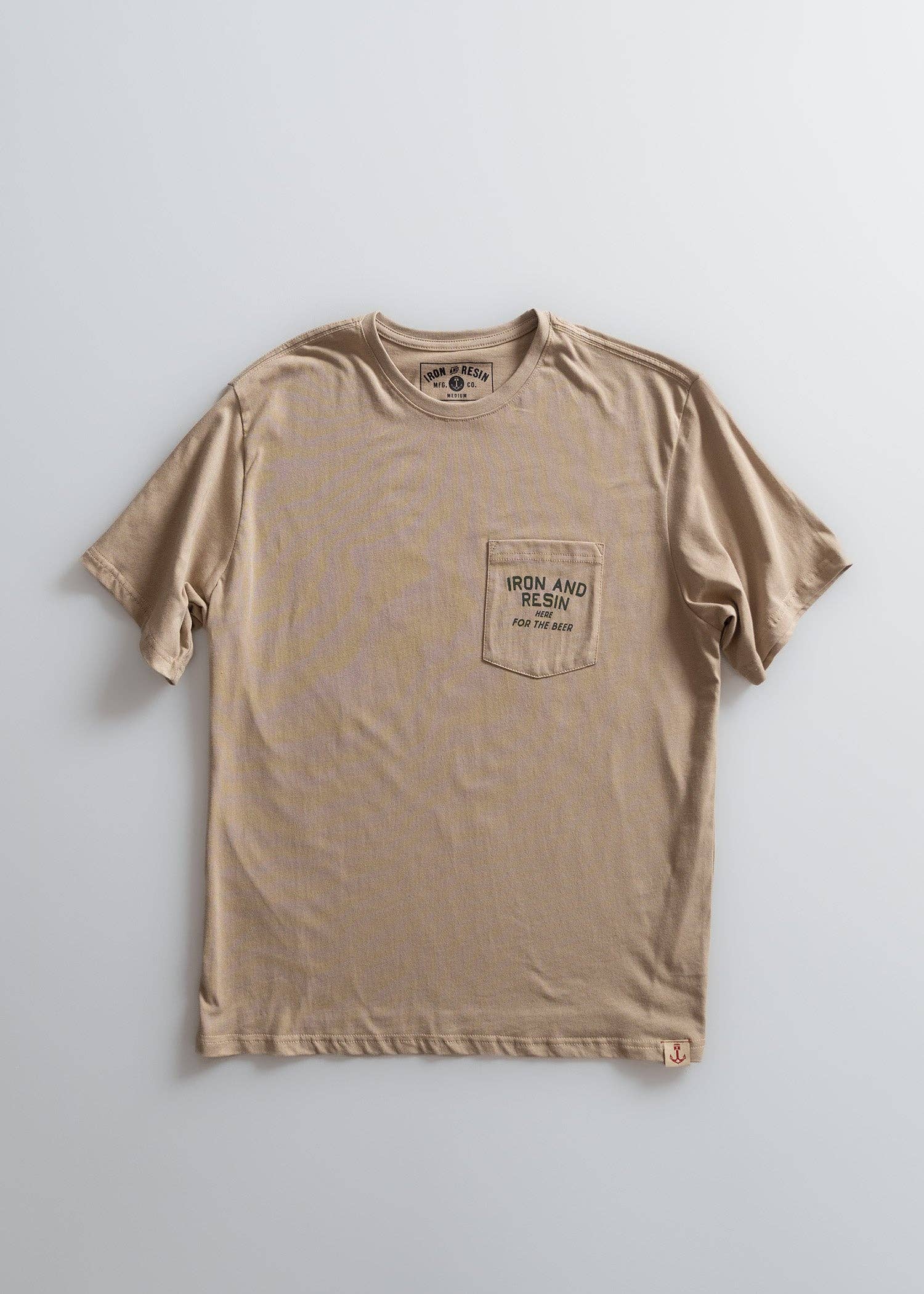 Iron & Resin- Here For The Beer Pocket Tee in Tan