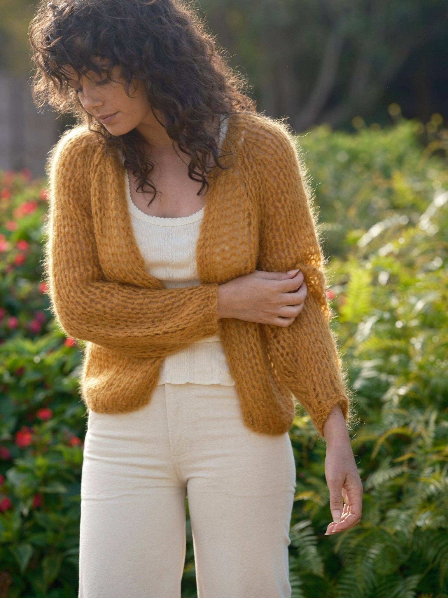 Mollusk-Cloud Cardigan in Ochre