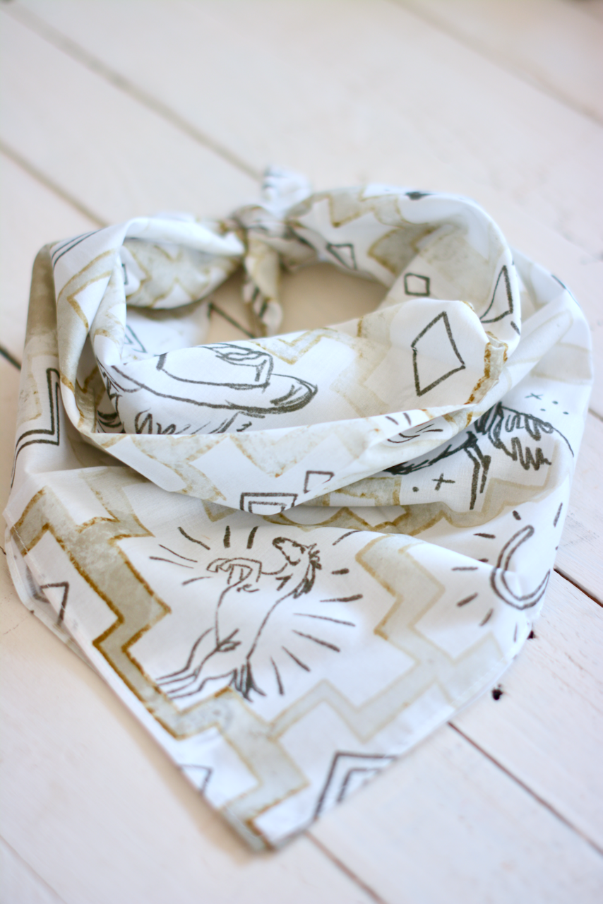 Western Cotton Cowgirl Bandana Geometric Horse and Horseshoe