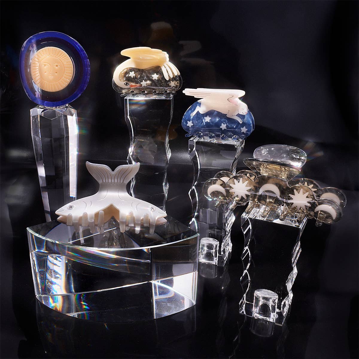 Cygnus Swan and Stars Constellation Silver Celestial Claw