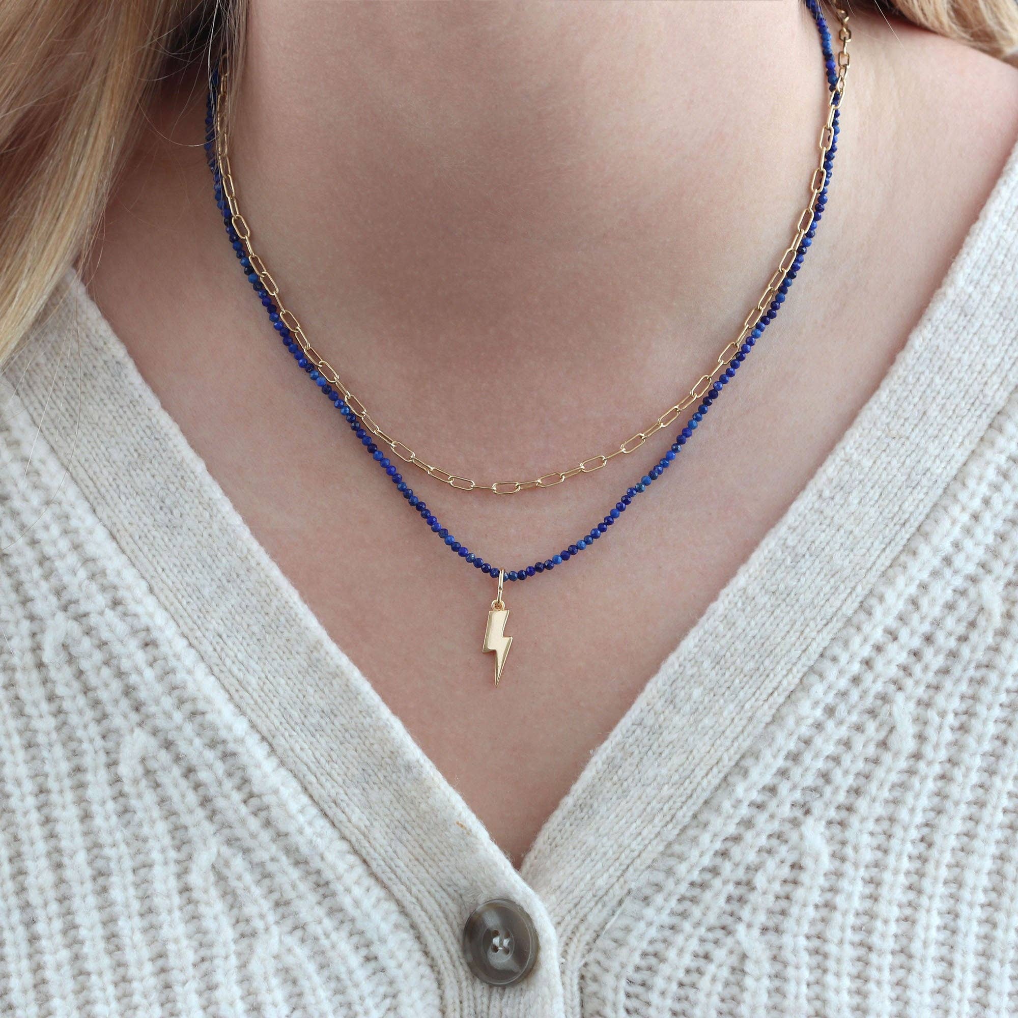 Petite Gemstone Beaded Necklace Red Carnelian Green Malachite Blue Lapis Black Onyx Ships from CA