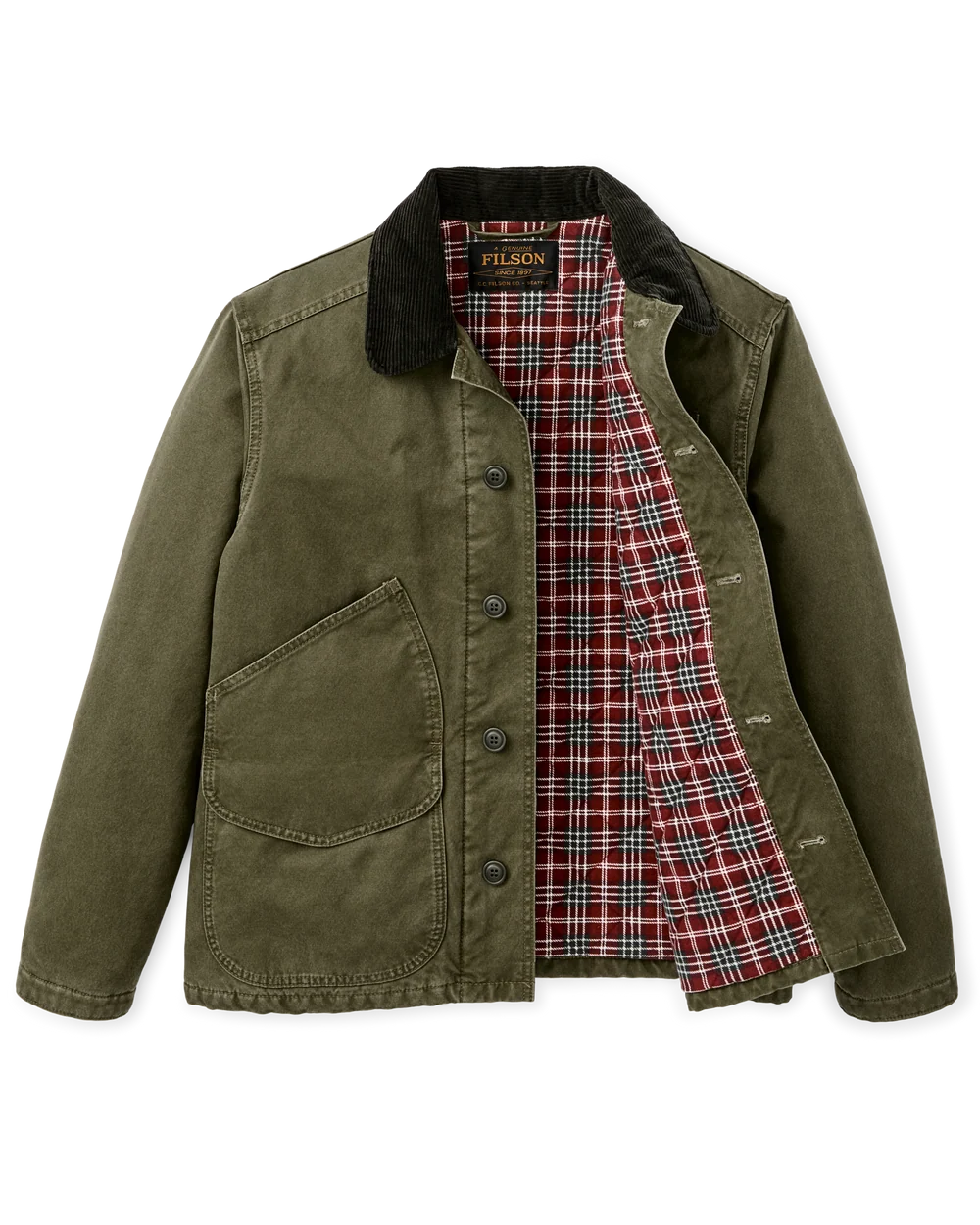 Insulated Canvas Outfitter Jacket in Dark Olive