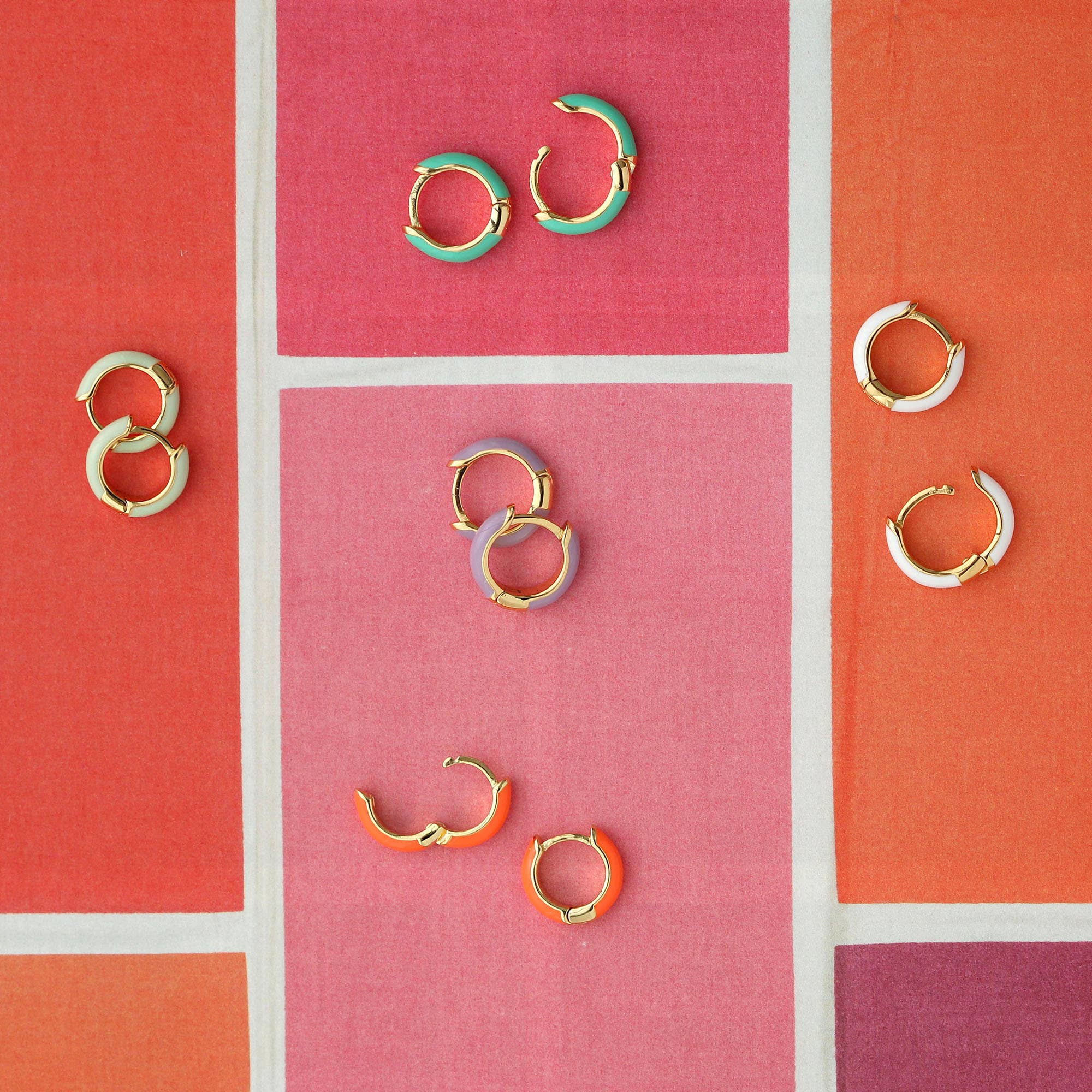 Enamel Huggie Hoop Earrings 18K Gold Vermeil | Sterling Silver 12mm Hoops Multiple Colors Hinge Closure Nickel Free Hypoallergenic Ships from CA