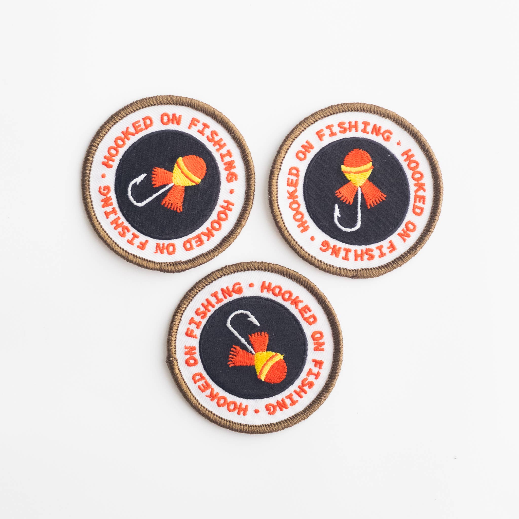Hooked on Fishing Embroidered Iron on Patch