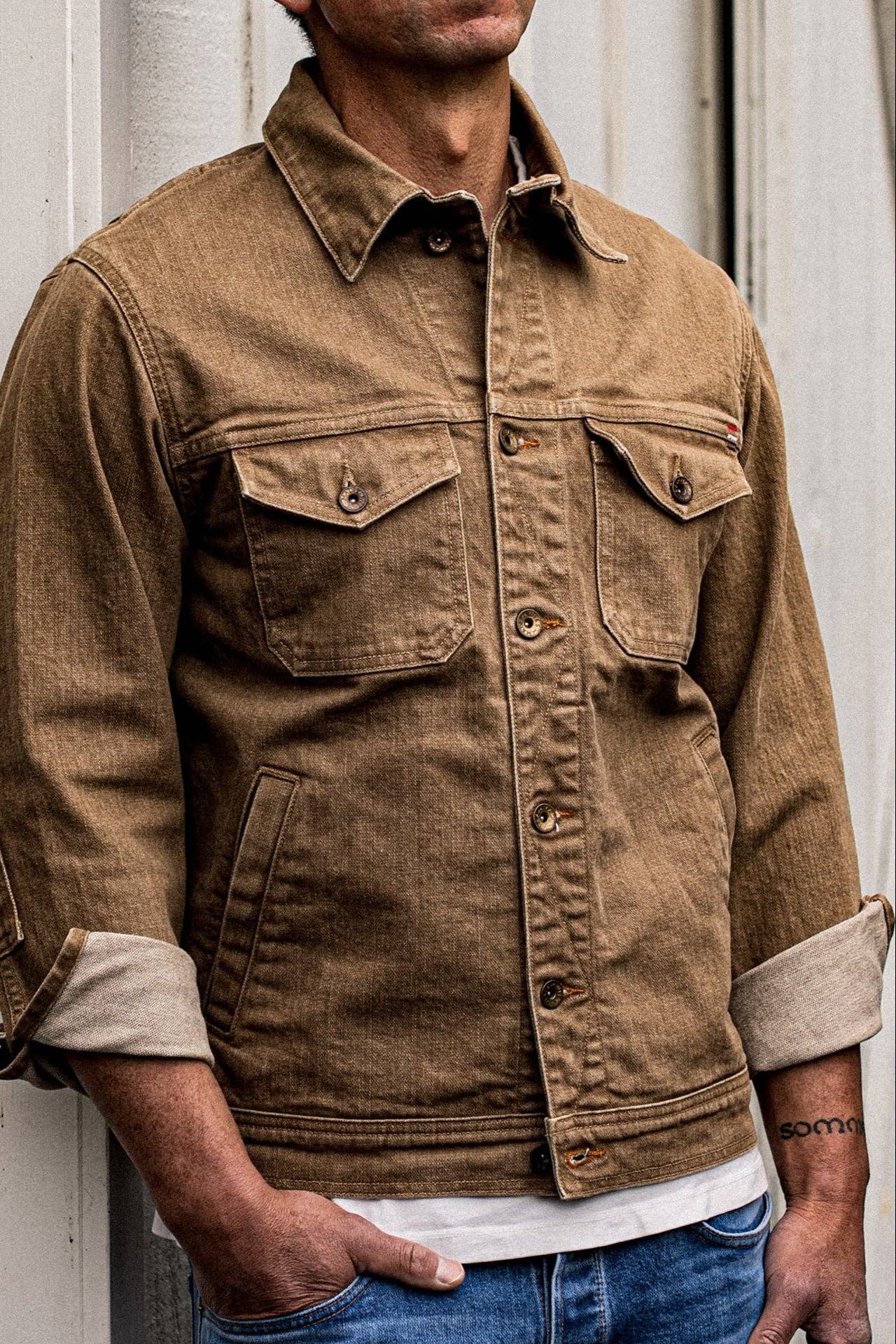 Artcher Jacket | 14oz Broken Twill Denim in Black Stone