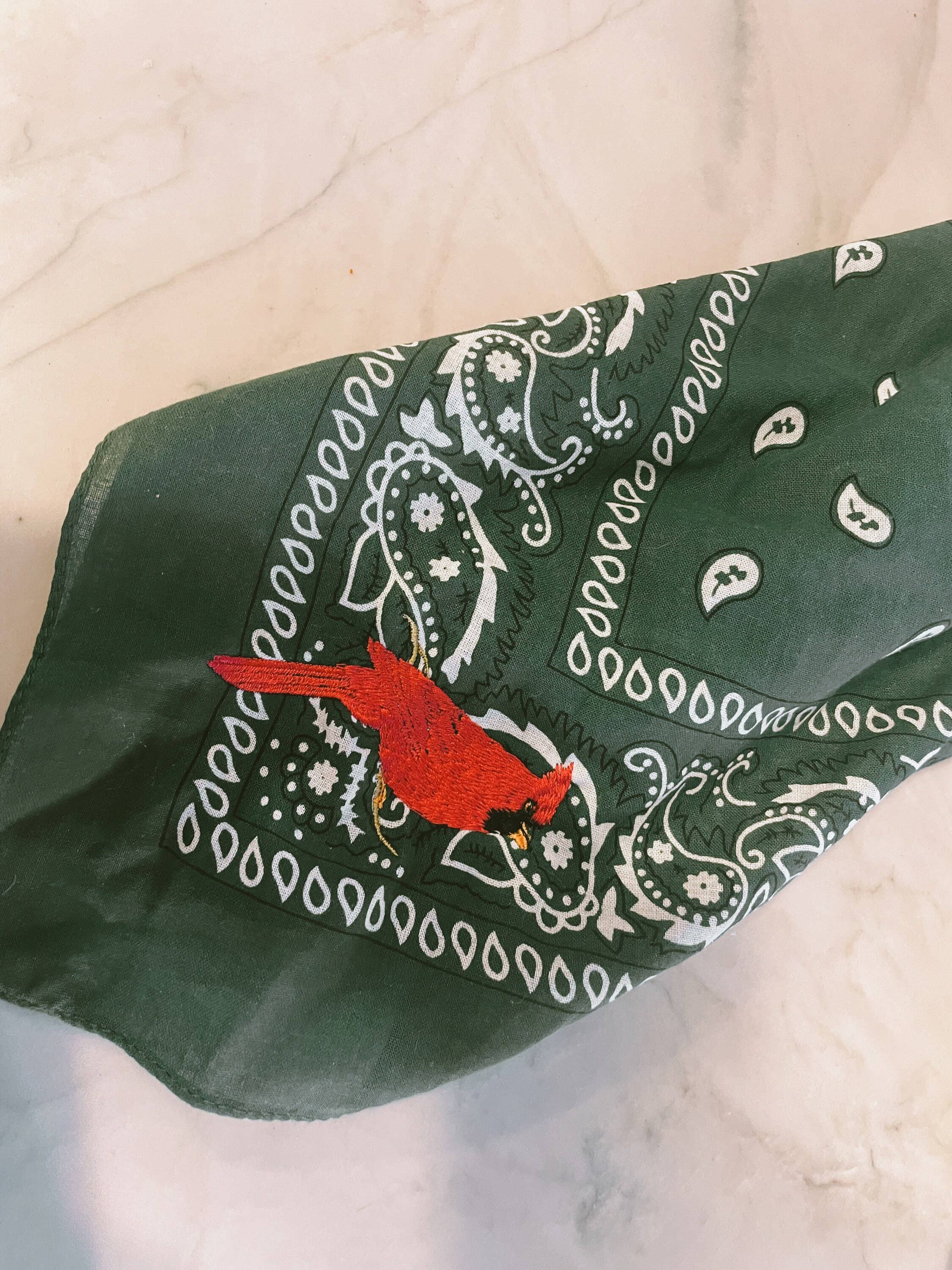 Bandana With Embroidered Bird | Embroidered Robin, Cardinal