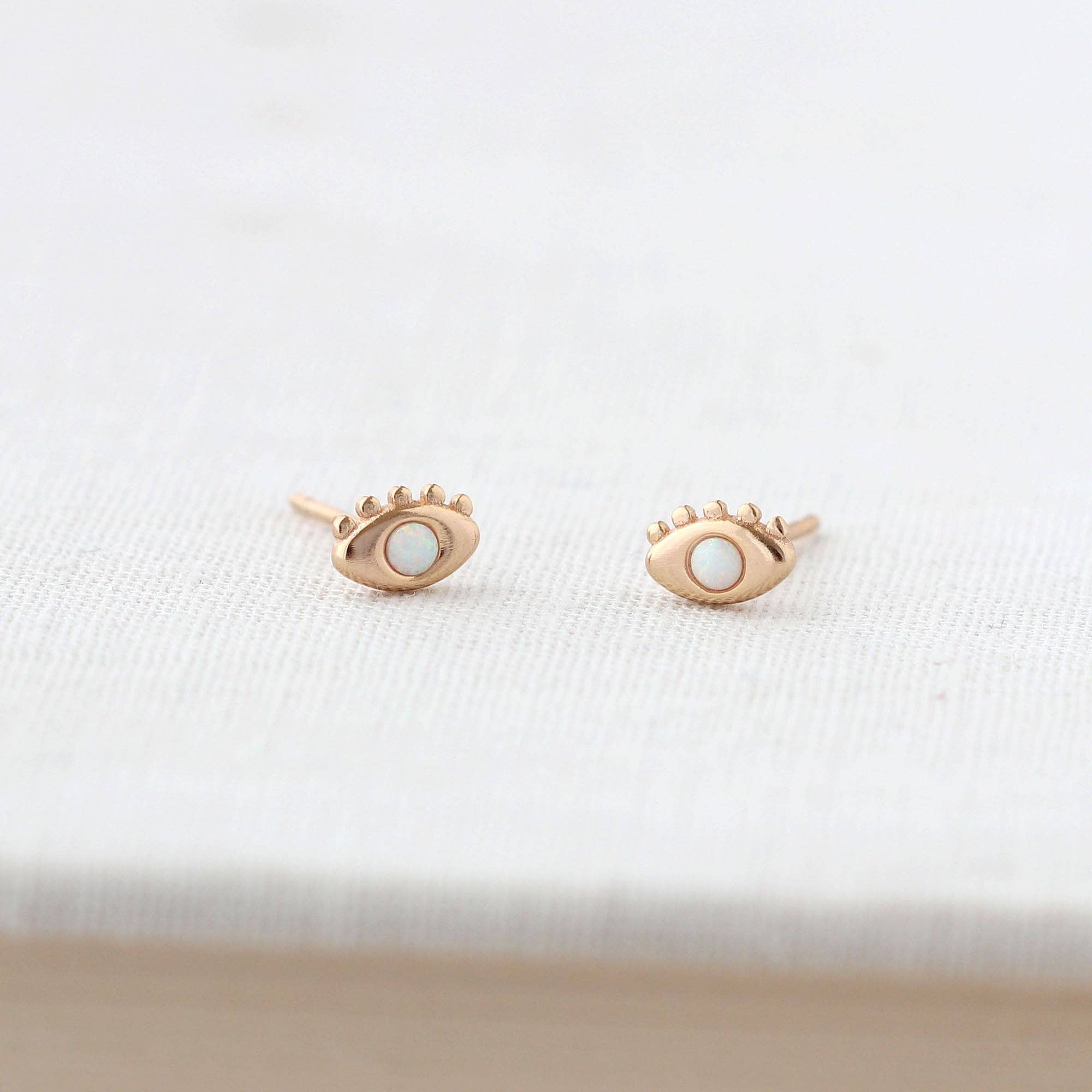 Eye with Opal Stud Earrings
