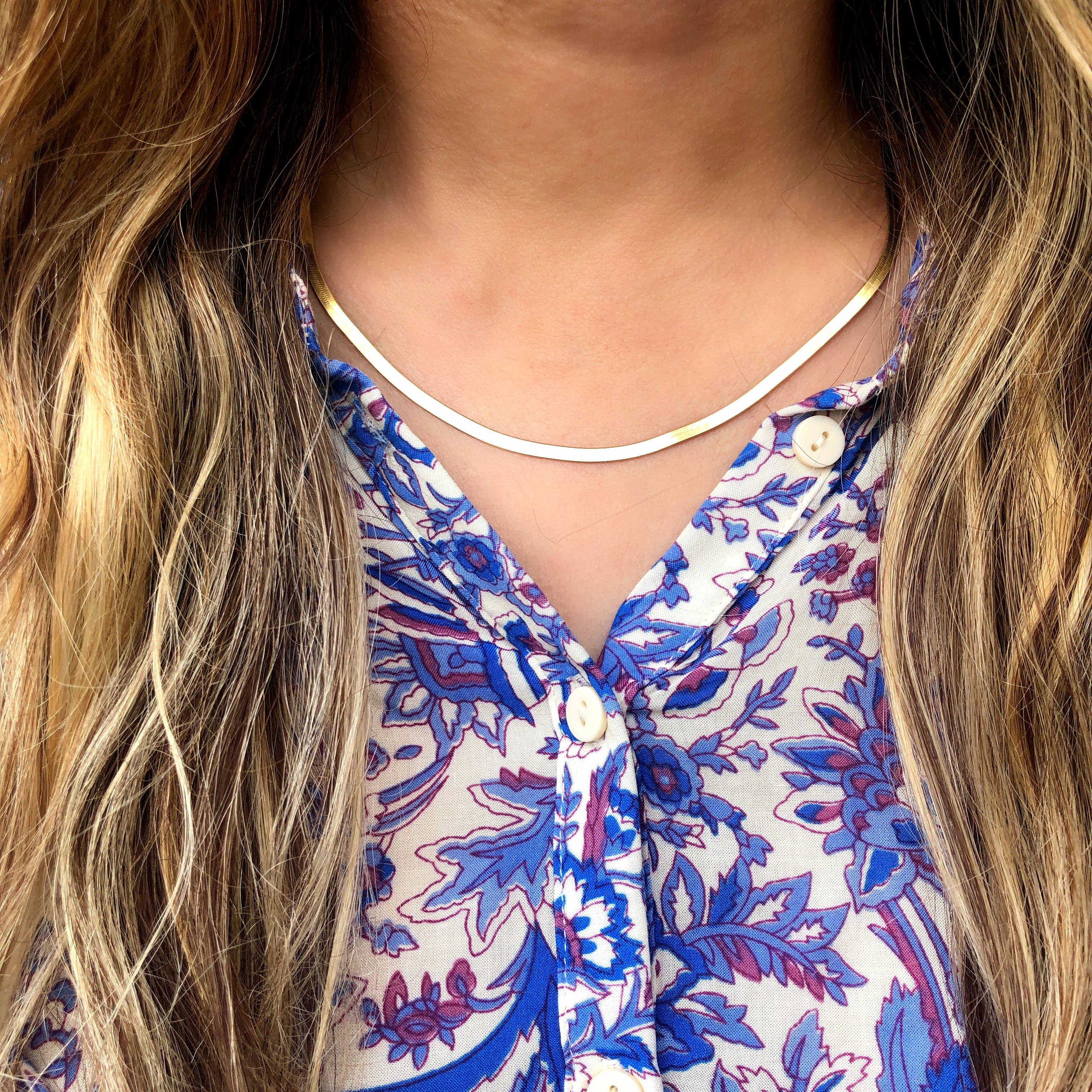 Herringbone Chain Necklace 18K Gold Vermeil | Sterling Silver 16-18 Inches Lobster Clasp Nickel Free Ships from CA