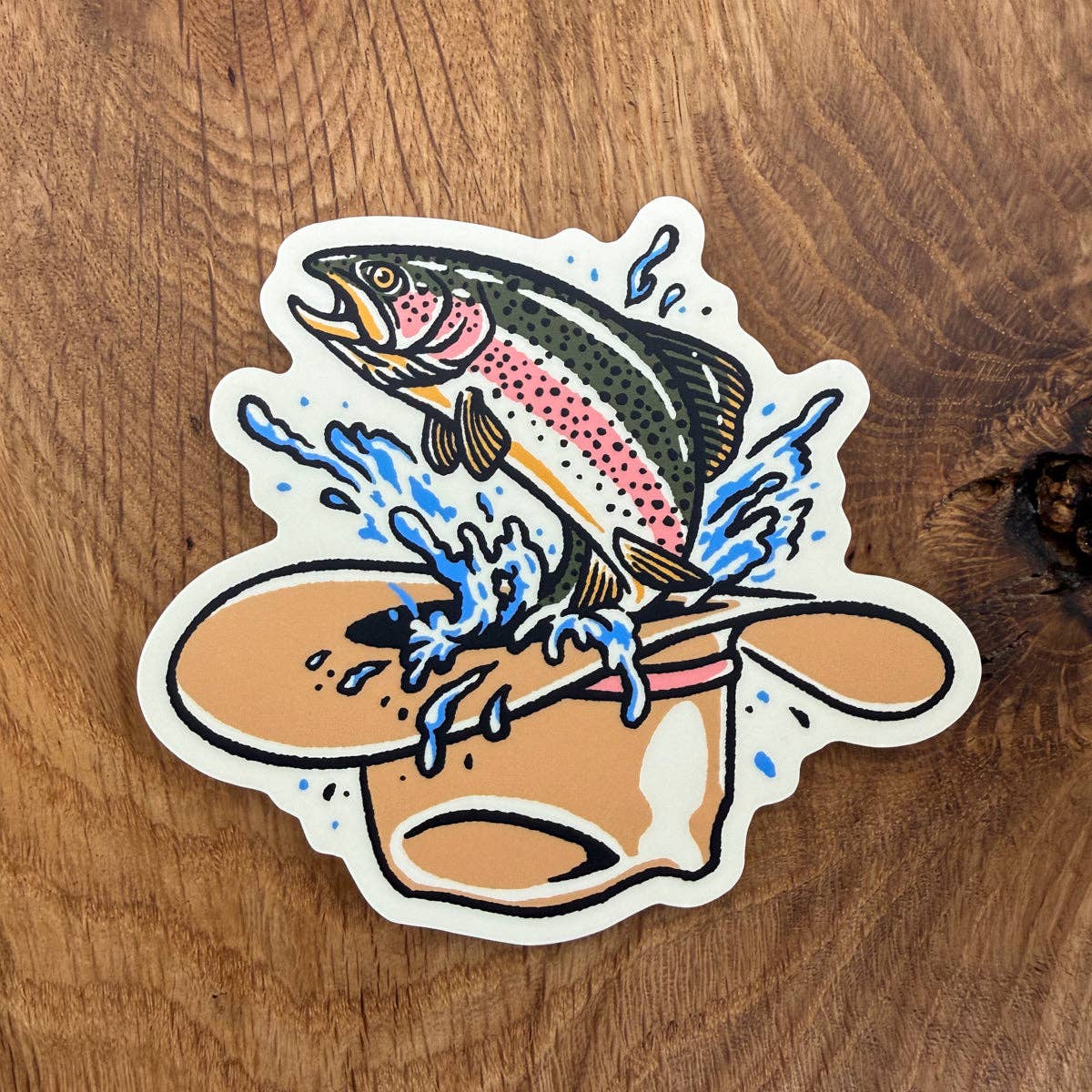 Rainbow Trout Hat 4 Inch Matte Vinyl Sticker