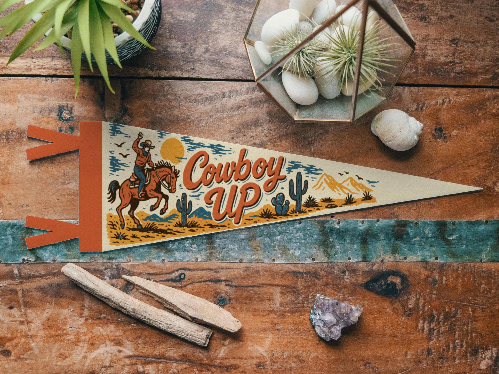 Cowboy Up Felt Pennant