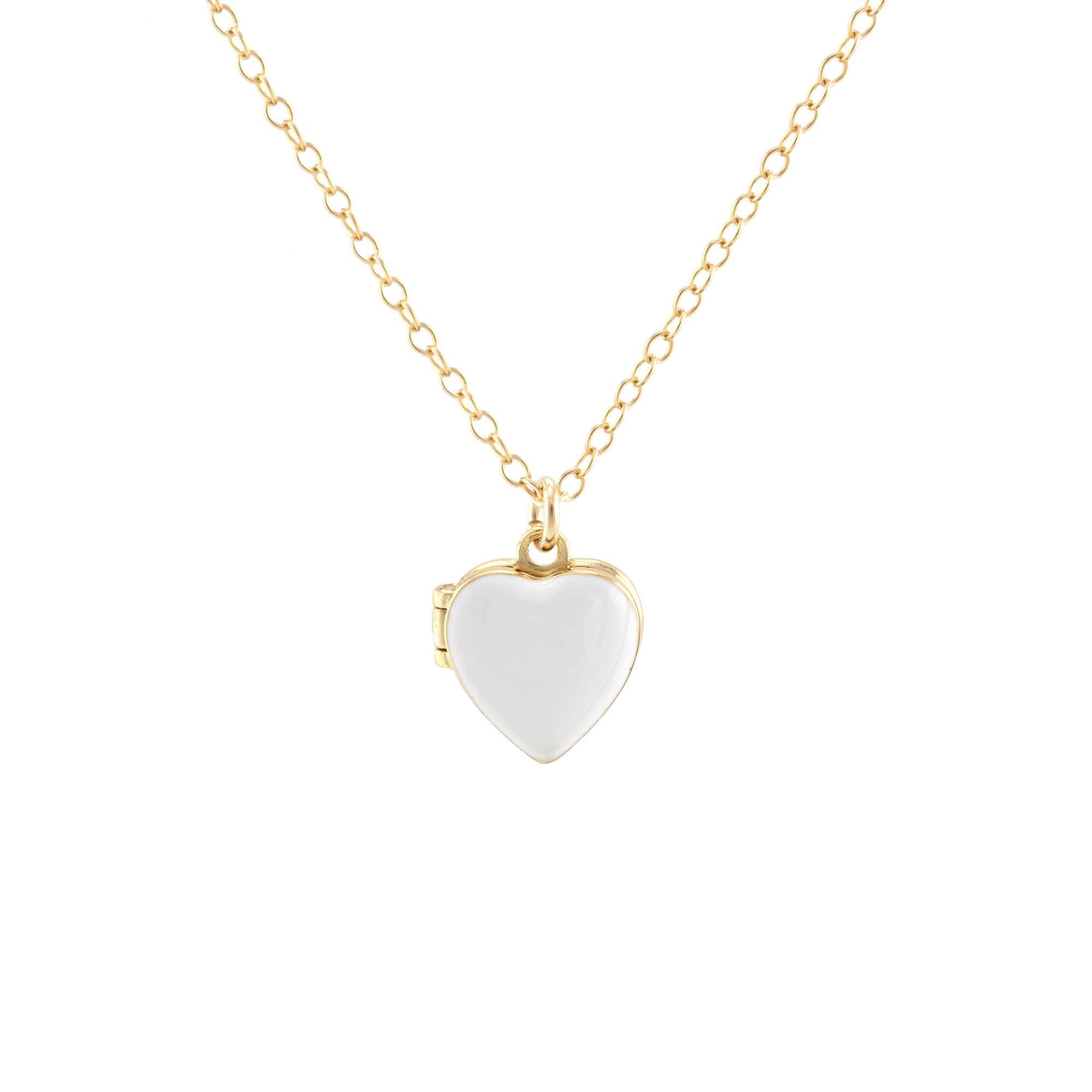 Enamel Heart Locket 18K Gold Vermeil | Sterling Silver Charm Gold Filled | Sterling Silver Chain Multiple Colors 16-18 Inches Nickel Free Ships from CA Holds a Small Photo