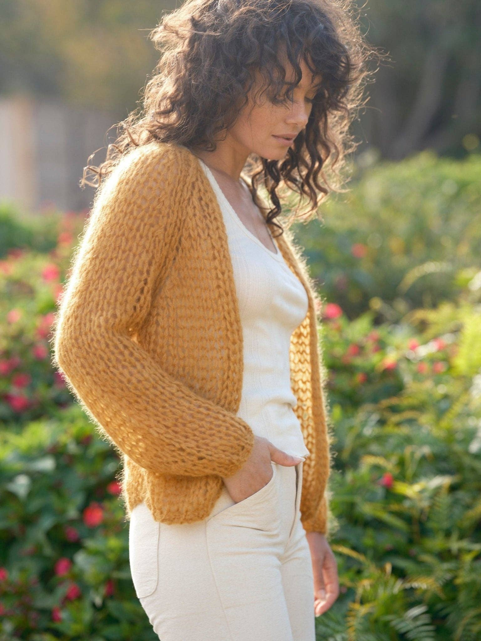 Mollusk-Cloud Cardigan in Ochre