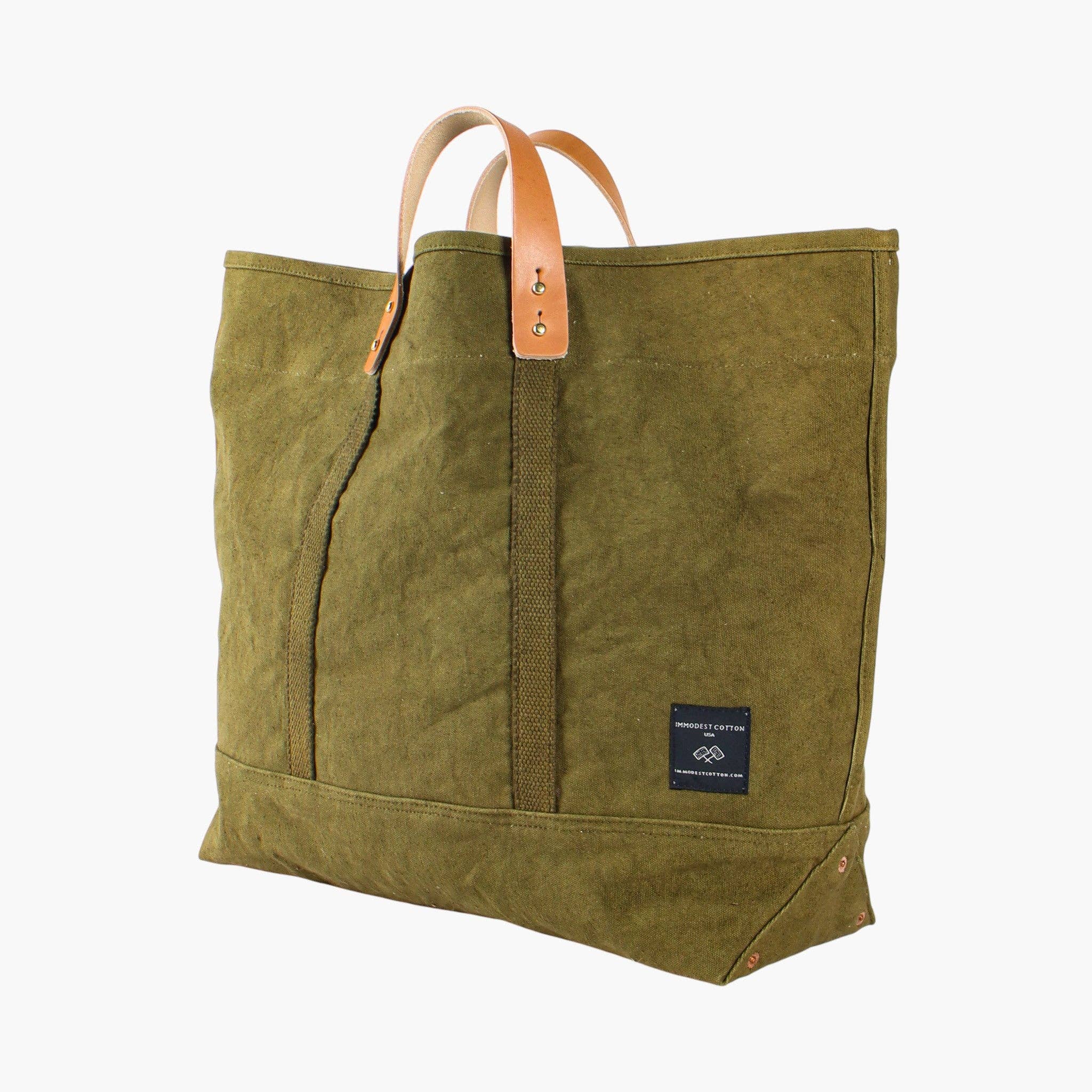 IMMODEST COTTON- Large East West Tote | Olive