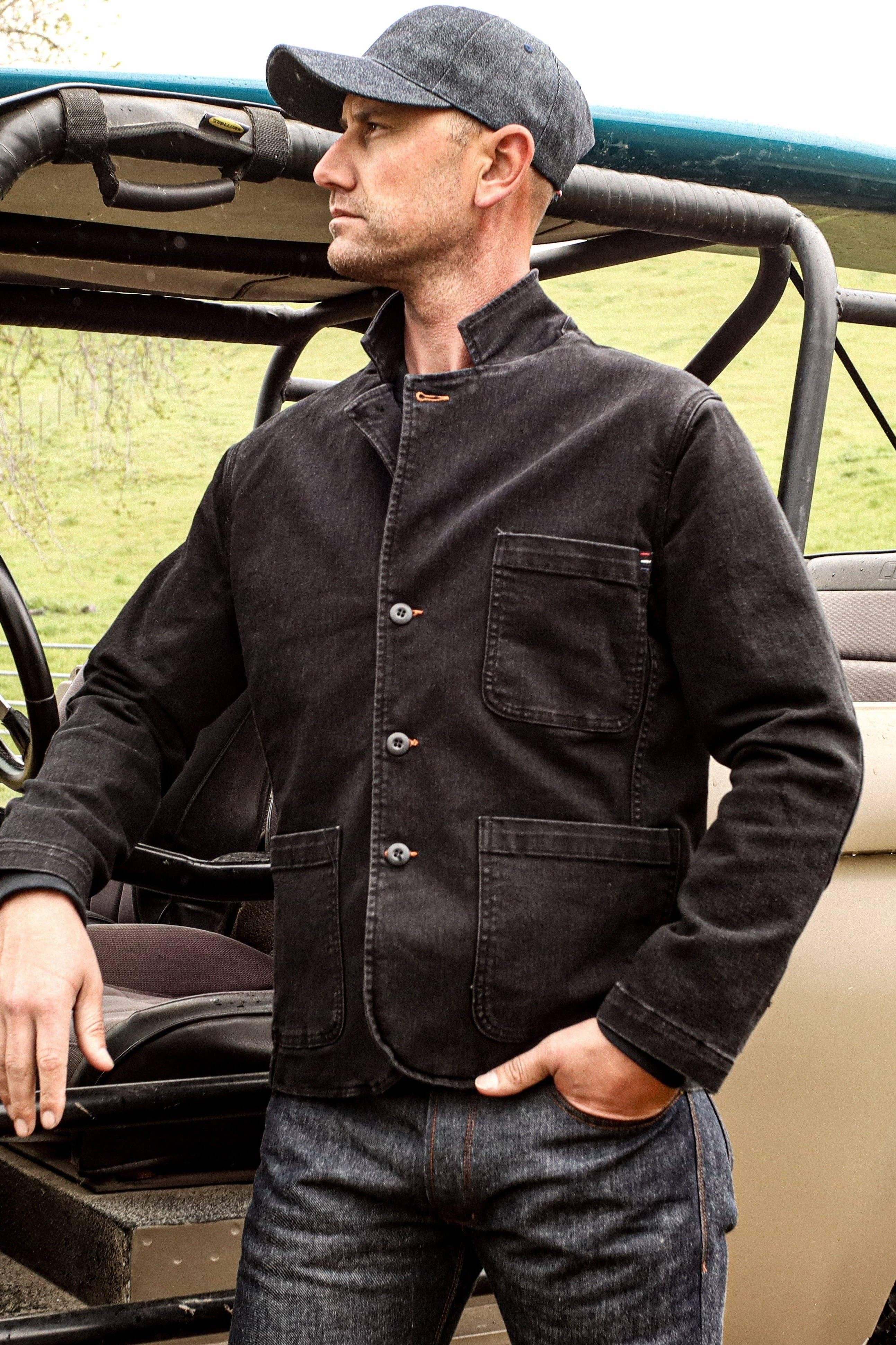 Men's Scout Blazer | Stretch Denim Chore Jacket - Black Stone