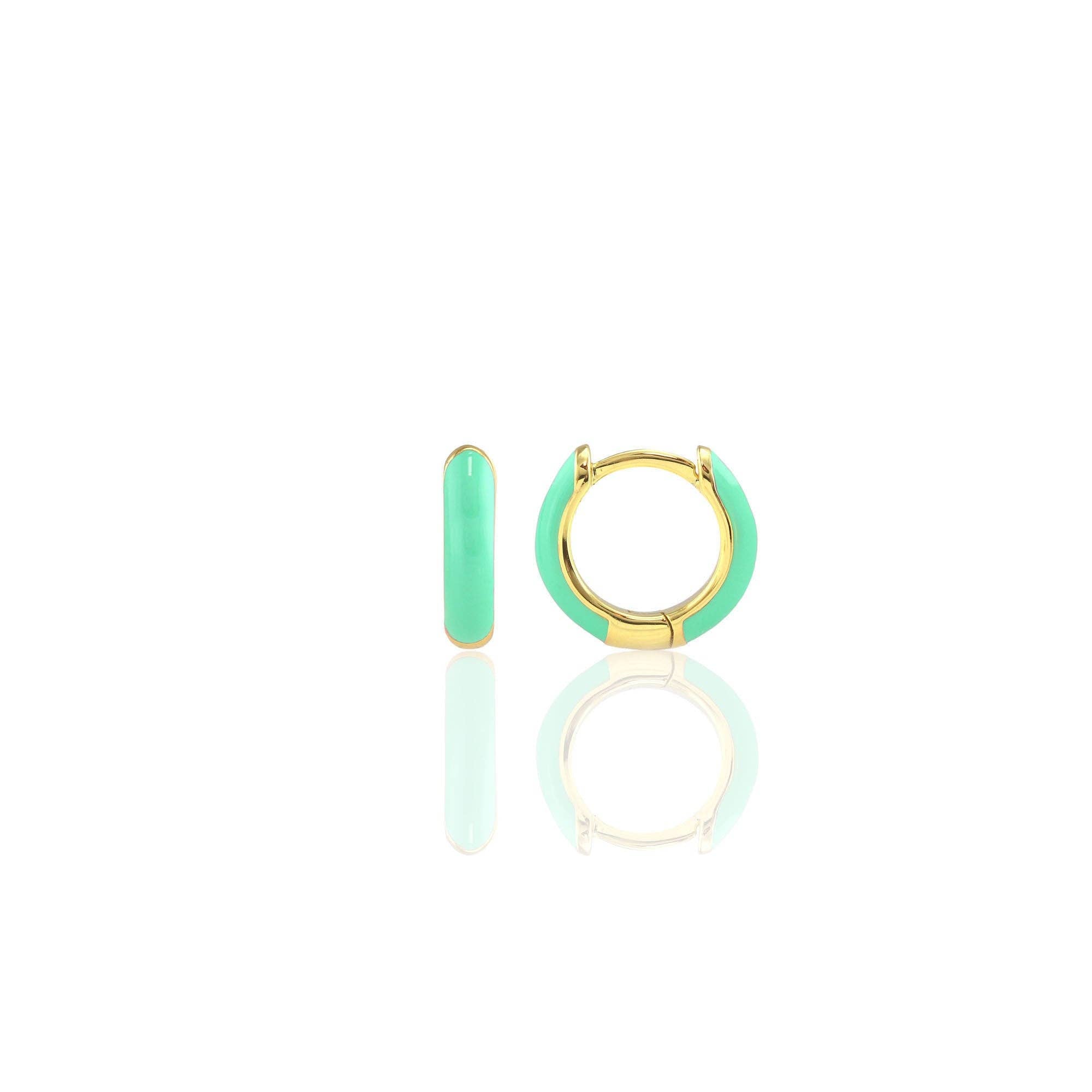 Enamel Huggie Hoop Earrings 18K Gold Vermeil | Sterling Silver 12mm Hoops Multiple Colors Hinge Closure Nickel Free Hypoallergenic Ships from CA