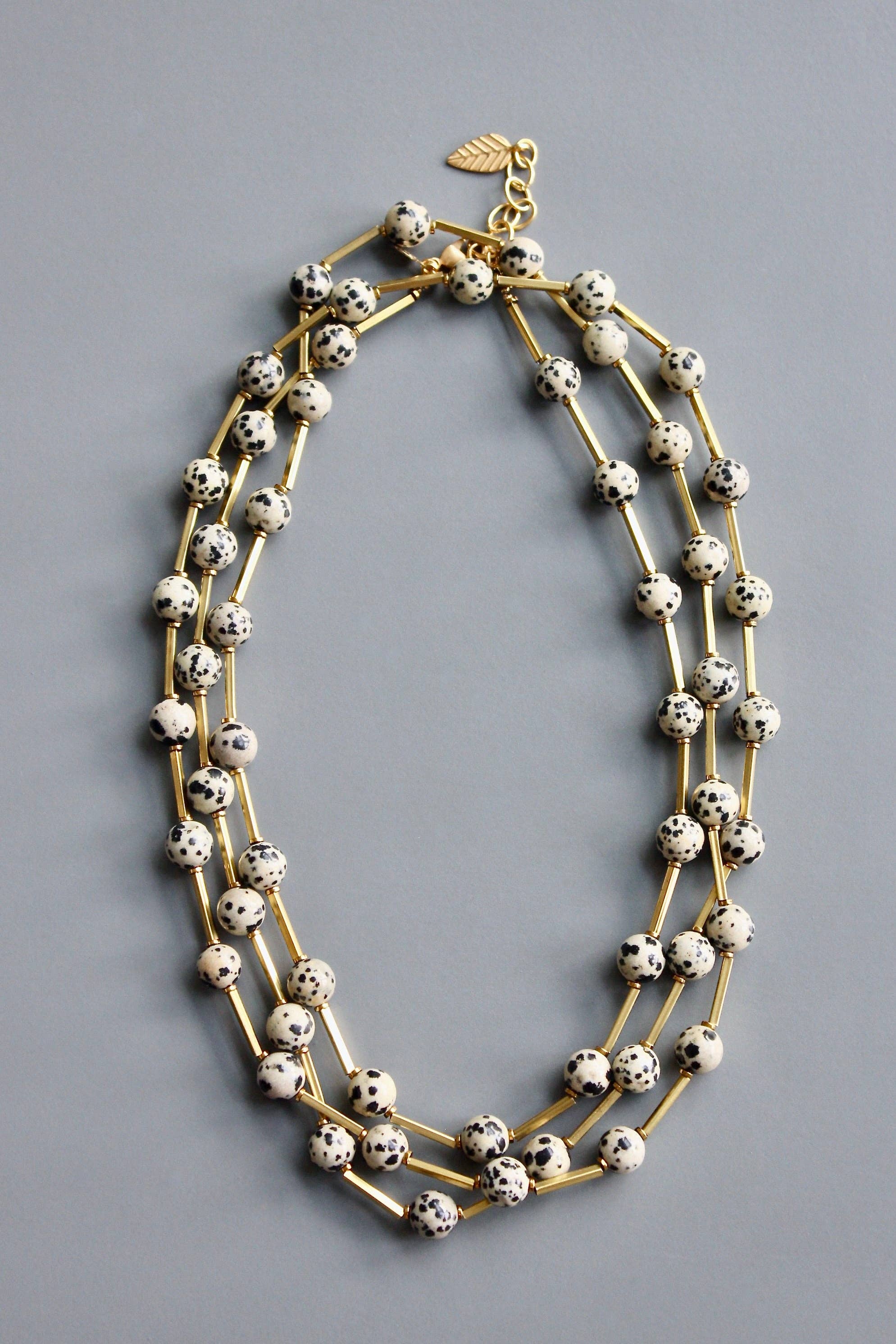 Dalmatian Jasper and Brass Necklace