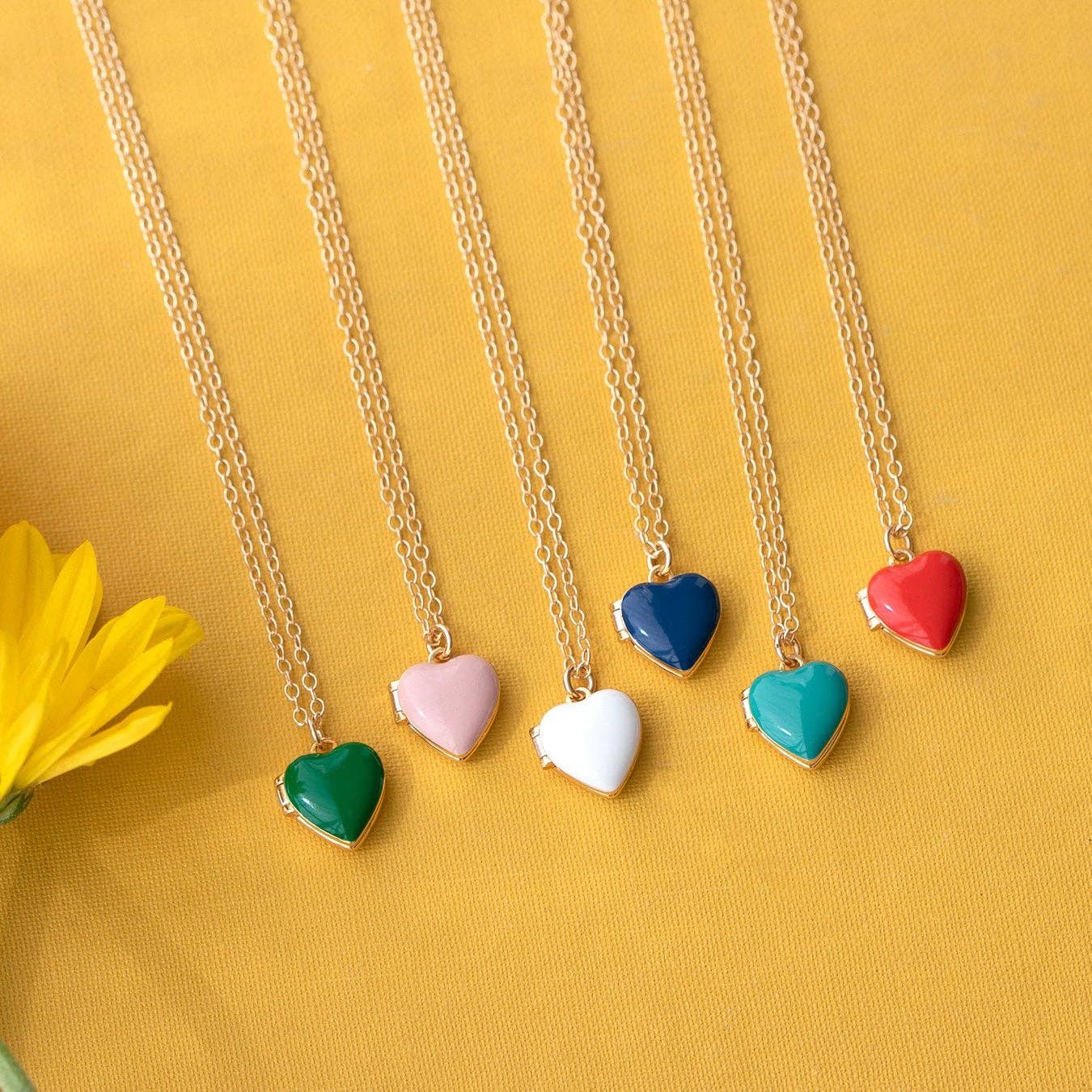 Enamel Heart Locket 18K Gold Vermeil | Sterling Silver Charm Gold Filled | Sterling Silver Chain Multiple Colors 16-18 Inches Nickel Free Ships from CA Holds a Small Photo
